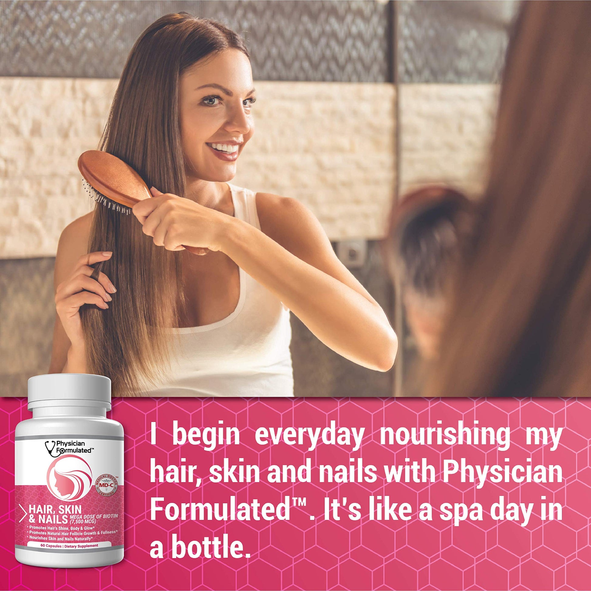 Physician Formulated Healthy Hair Skin and Nails Vitamins for Men and Women - 7500 mcg Biotin, Amino Acids, Collagen and Hyaluronic Acid - 60 Capsules Physician Formulated buy supplements canada