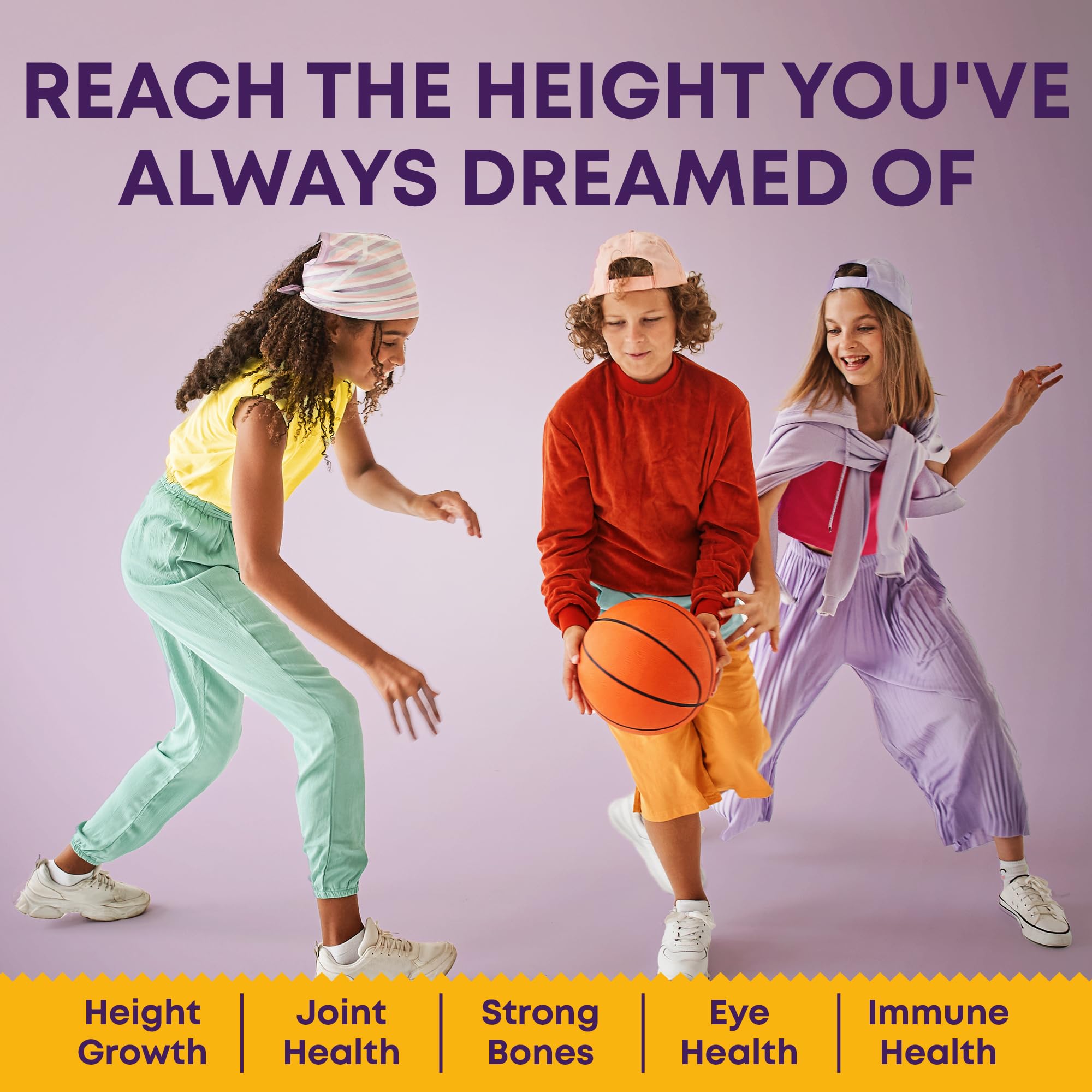 Height Growth Gummies for Kids & Teens - Calcium, Vitamin D3 + K2, Zinc, Magnesium, L-Arginine, Vitamin C - Multivitamin for Teen Boys & Girls - Grow Taller Supplement for Kids Height - 60 Gummies LM LILYNUTRAMOON buy supplements canada