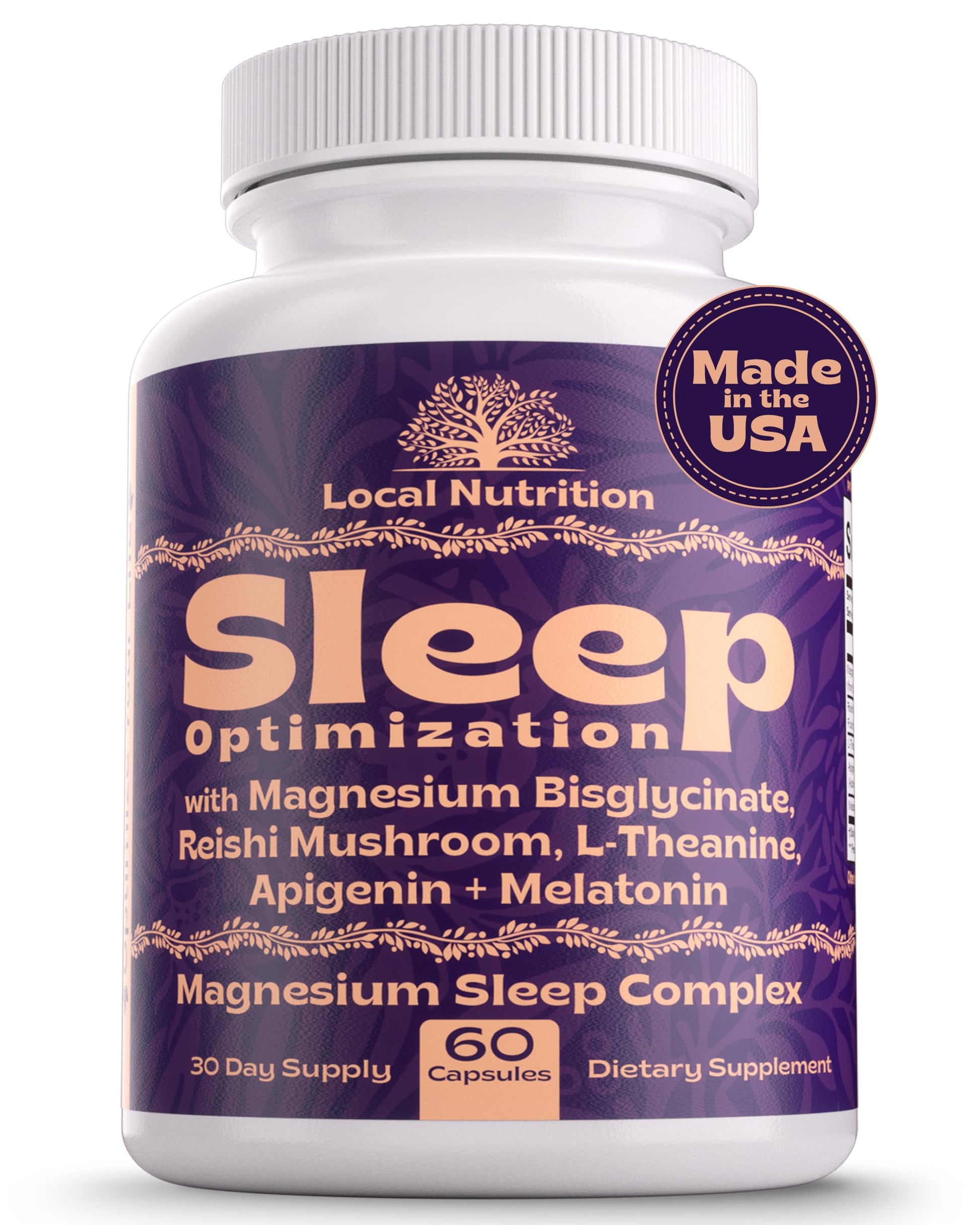 Local Nutrition Natural Sleep Aid with Magnesium Glycinate, Reishi Mushroom Extract, L-Theanine, Apigenin, and Melatonin - Sleep Supplement for Adults Seeking Deep Rest - 60 Capsules, Made in The USA Local Nutrition buy supplements canada