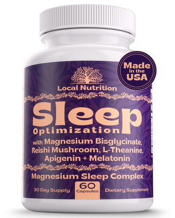 Local Nutrition Natural Sleep Aid with Magnesium Glycinate, Reishi Mushroom Extract, L-Theanine, Apigenin, and Melatonin - Sleep Supplement for Adults Seeking Deep Rest - 60 Capsules, Made in The USA Local Nutrition buy supplements canada