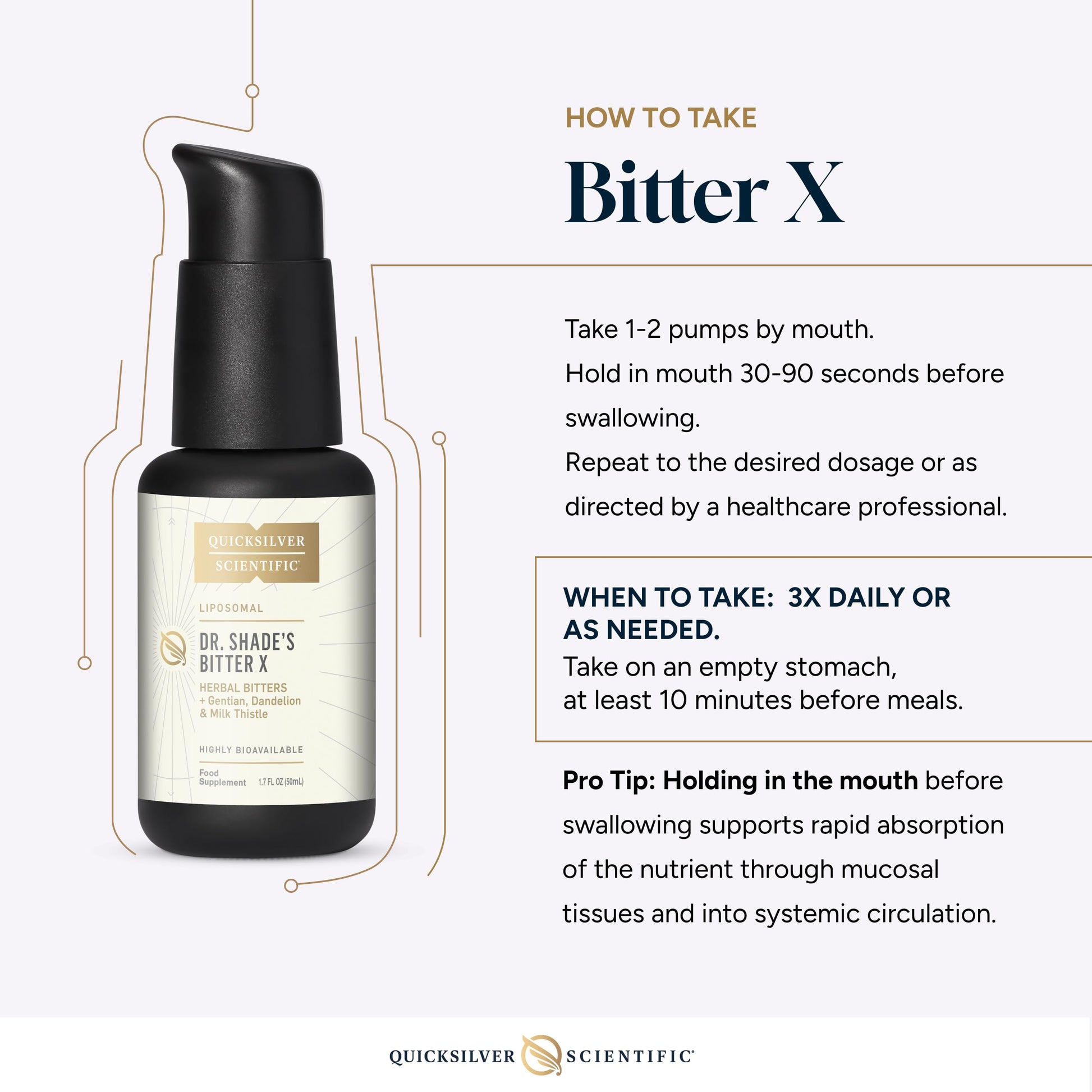 Quicksilver Scientific Dr. Shade's BitterX - Highly Concentrated Bitters for Digestion - Fast Acting Digestive Support & Liver Supplement with Dandelion Root, Gentian Root, Solidago & Myrrh (50ml) Quicksilver Scientific buy supplements canada