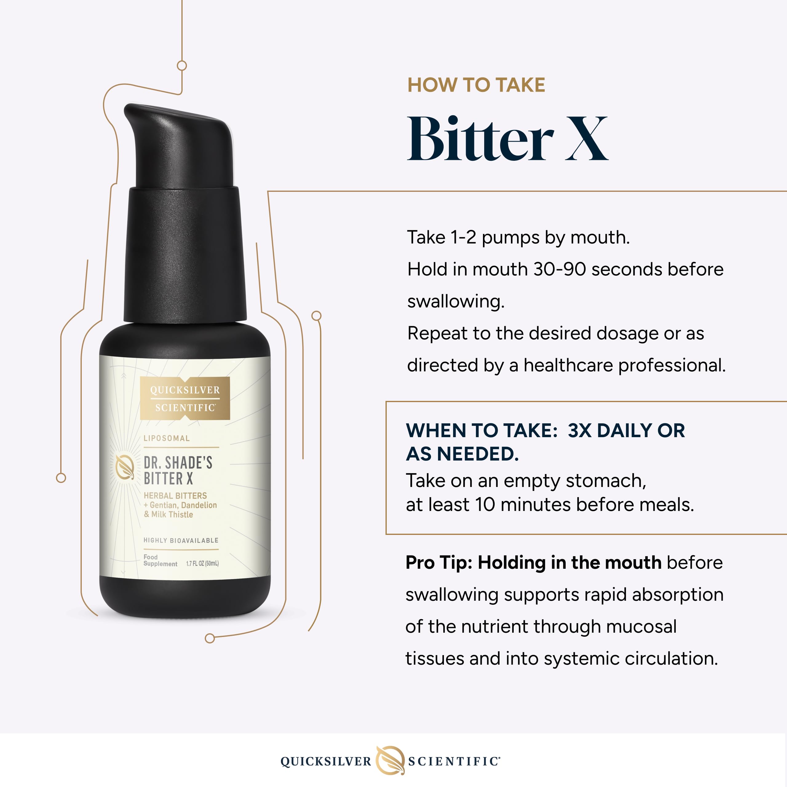 Quicksilver Scientific Dr. Shade's BitterX - Highly Concentrated Bitters for Digestion - Fast Acting Digestive Support & Liver Supplement with Dandelion Root, Gentian Root, Solidago & Myrrh (50ml) Quicksilver Scientific buy supplements canada
