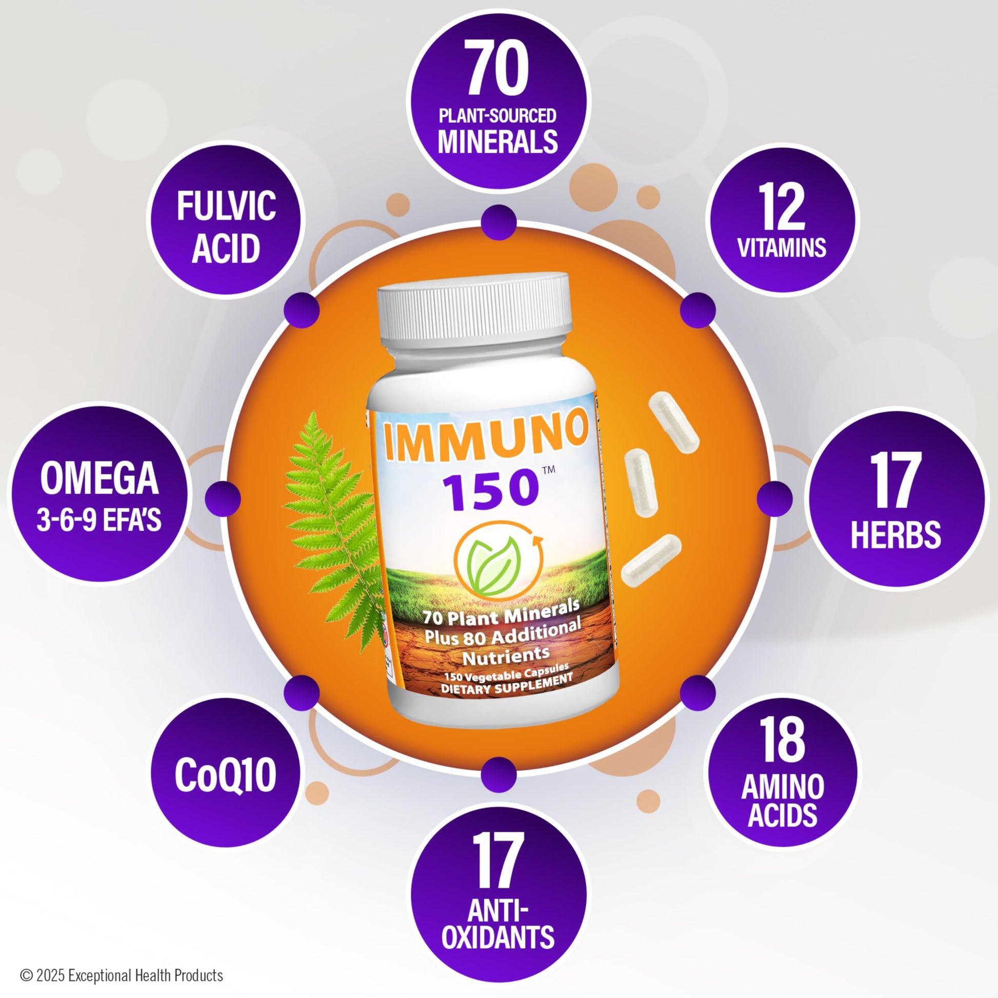 Immuno 150, Immune Support Supplement, Packed with 70 Plant Minerals, 13 Essential Vitamins and 68 Additional Nutrients-150 Vegetable Capsules- Immune Boost for All Age Groups Immuno 150 buy supplements canada