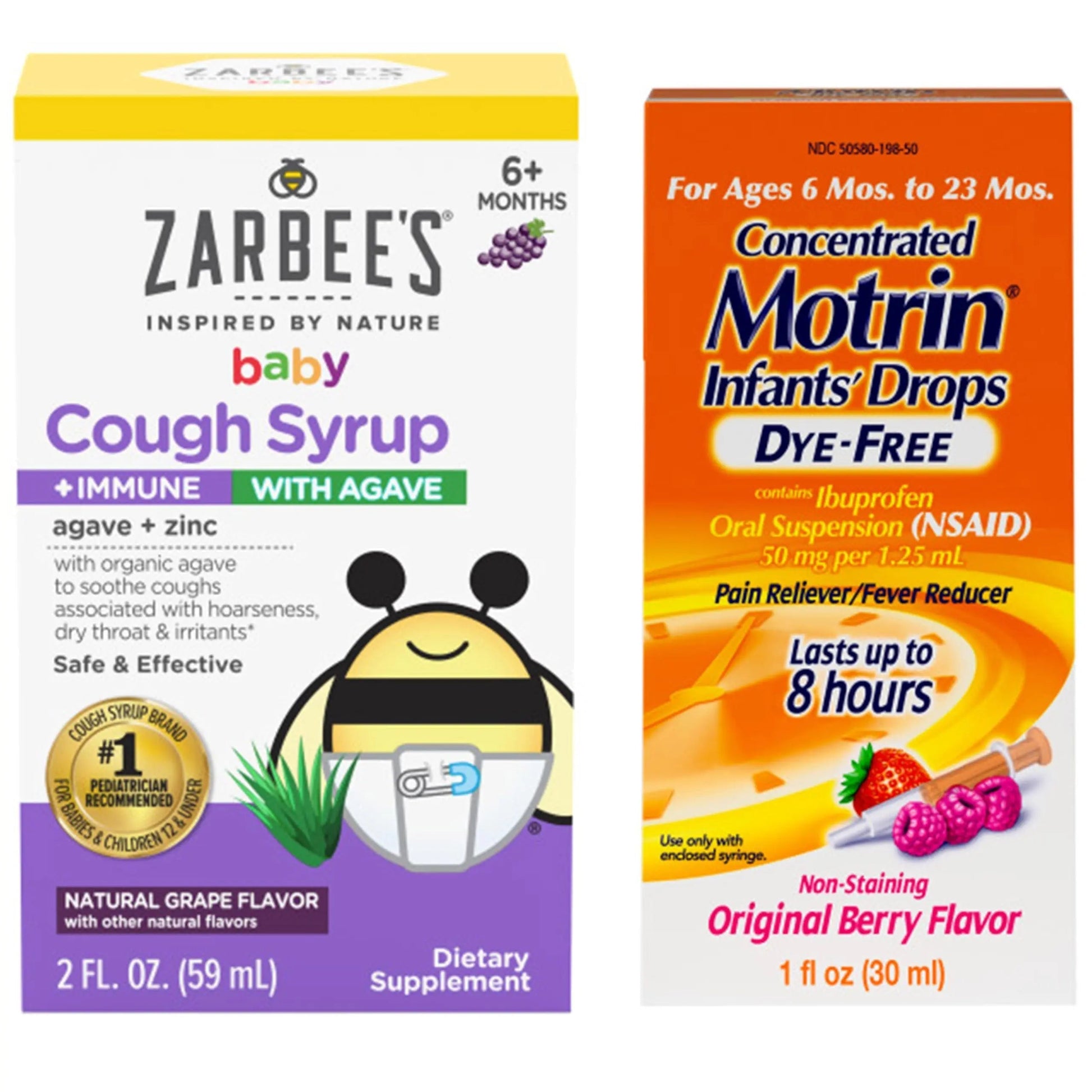 Motrin and Zarbee’s Essentials for Infants Infants' Concentrated Liquid Medicine Drops with Ibuprofen and Zarbee's Baby Coughⱡ Syrup + Immune with Organic Agave + Zinc Motrin buy supplements canada