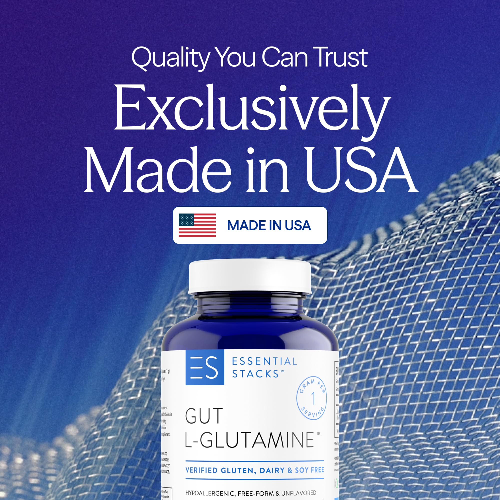 Essential Stacks Gut L-Glutamine Capsules 1000mg (Made in USA) - Gluten, Dairy & Soy Free, Non-GMO L Glutamine for Gut Health - 60 Serves (120 Caps) Essential Stacks buy supplements canada