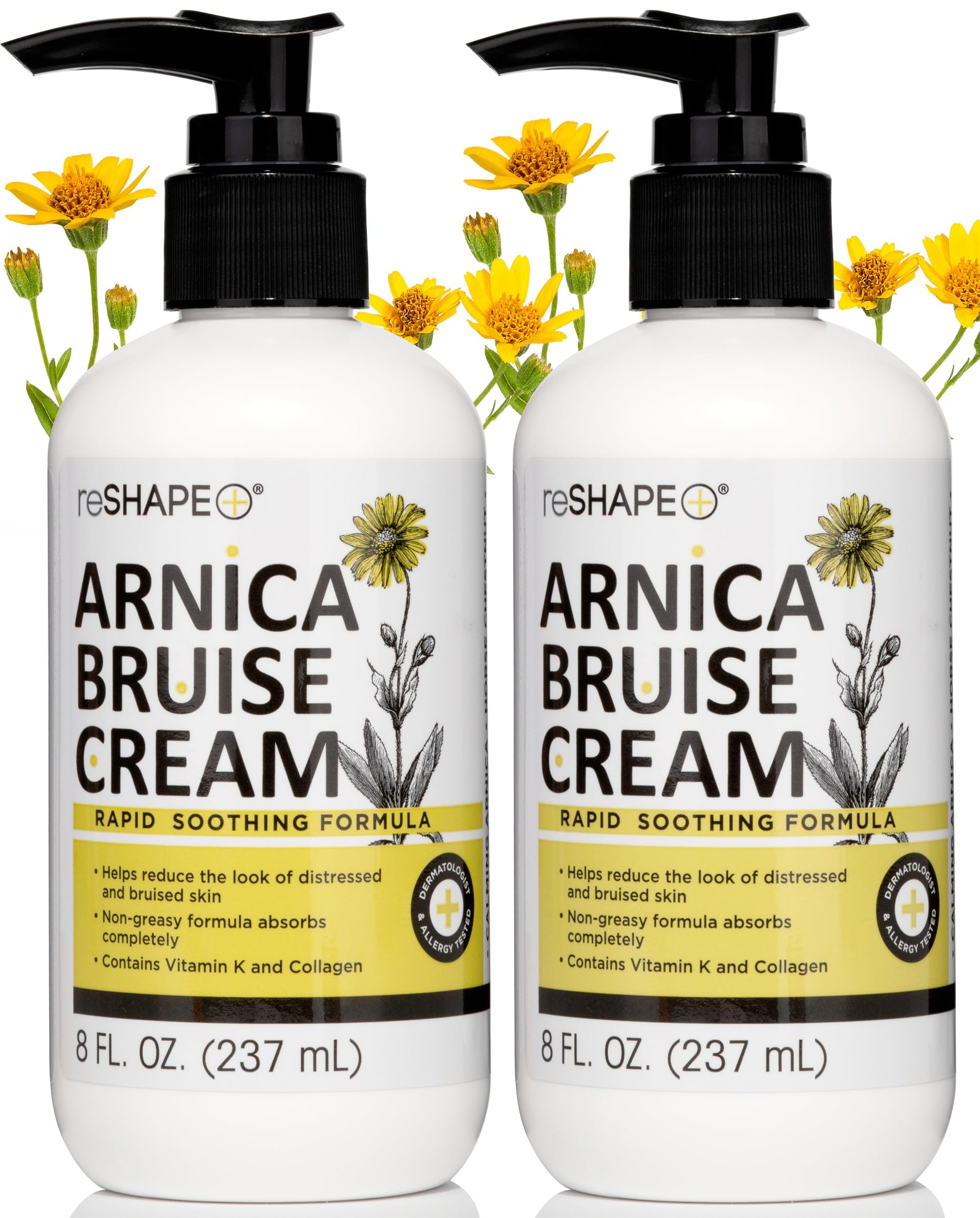 Reshape+ Arnica Bruise Relief Topical Cream For Bruising, Swelling, & Discoloration On Skin, Natural Skin Care Homeopathic Arnica Lotion W/Vitamin K, Horse Chestnut, & Collagen, 8 Fl Oz (2-Pack) Reshape+ buy supplements canada