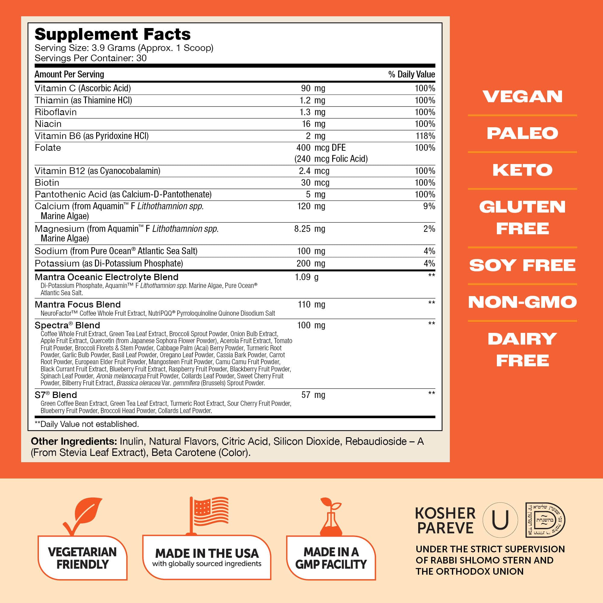 Zahler Mantra Rise, The Energy and Focus Supplement, Citrus Coconut Flavored, 30 Servings. Zahler buy supplements canada