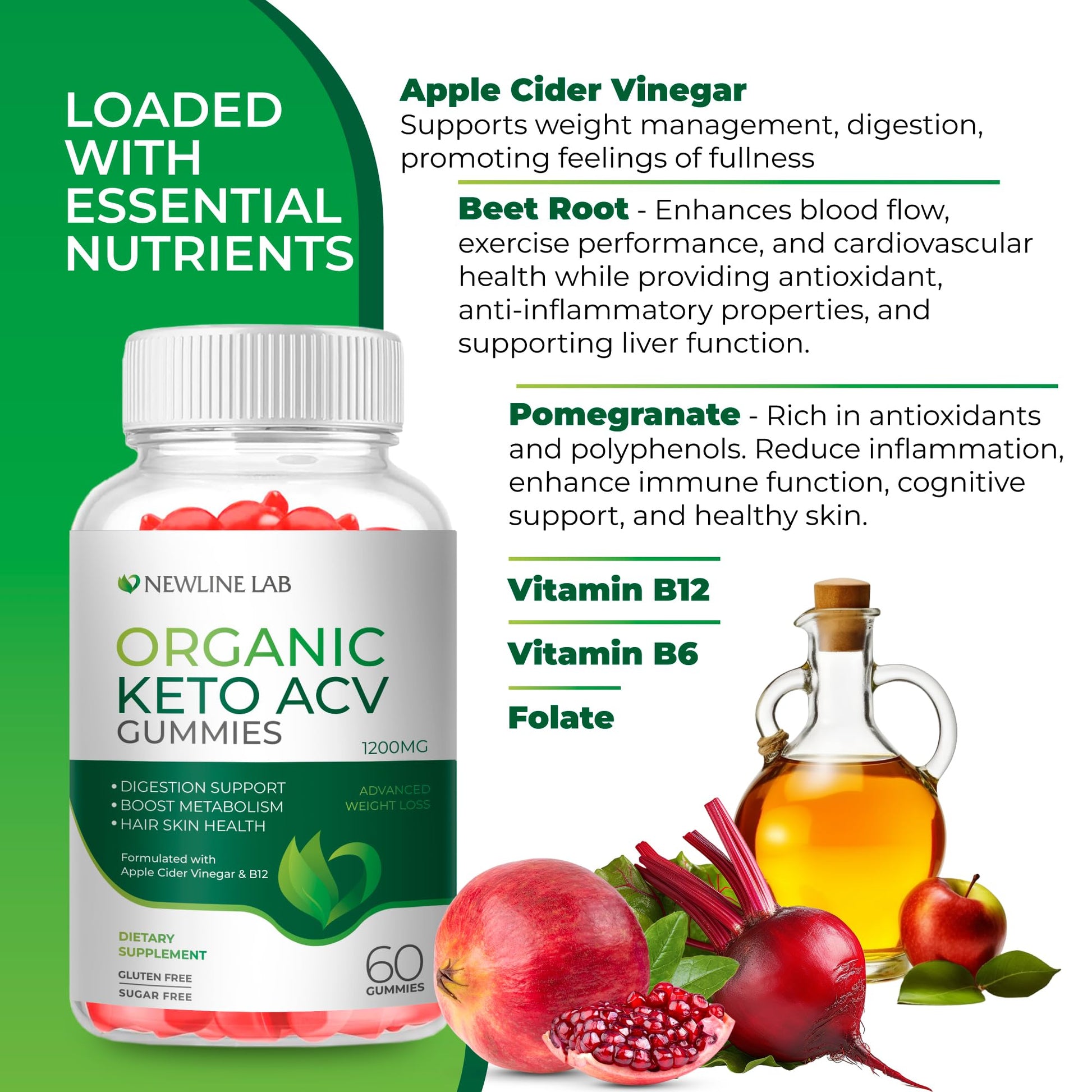 Organic Keto ACV Gummies for Advanced Weight Loss Fat Burn - Sugar Gluten Free Apple Newline Lab buy supplements canada