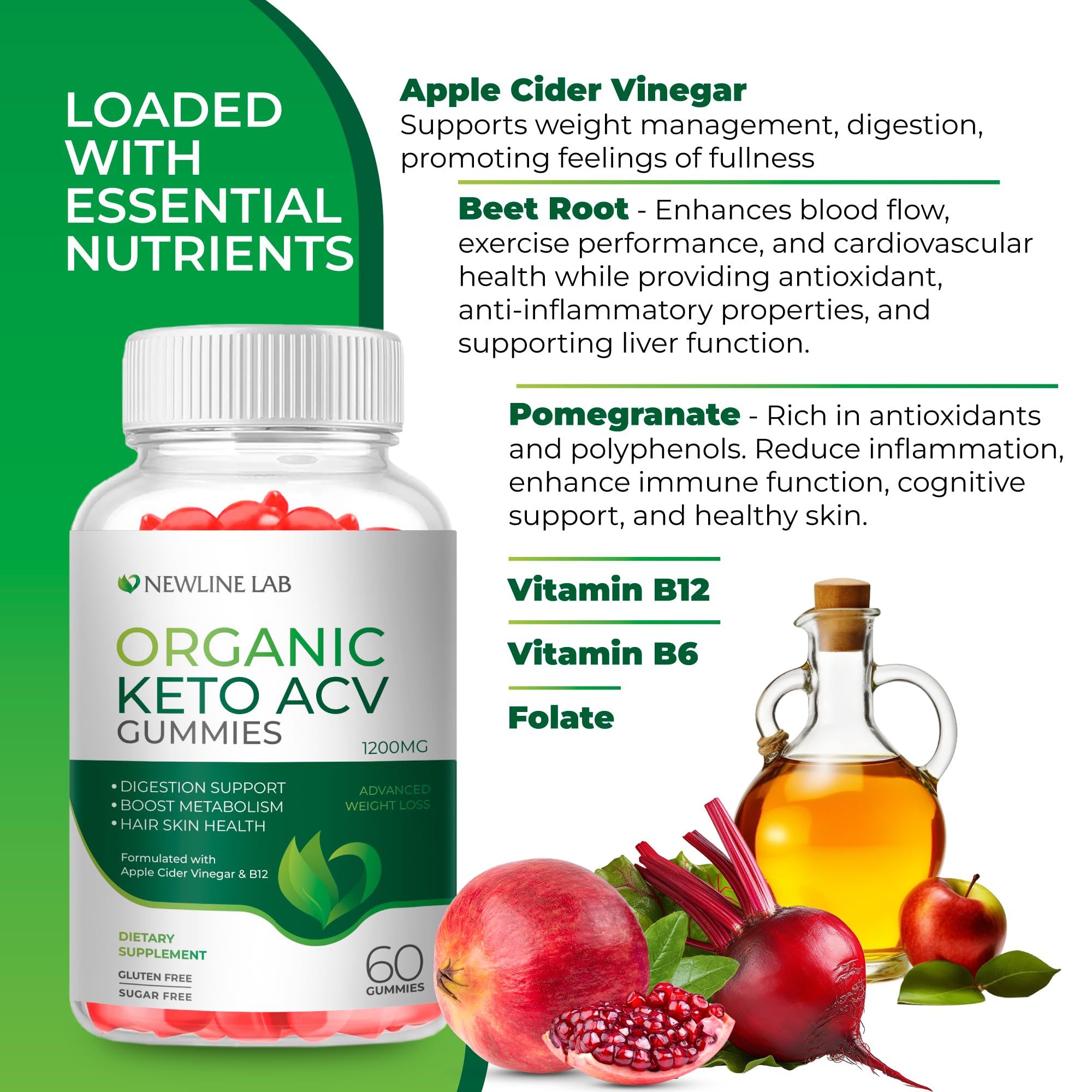 Organic Keto ACV Gummies for Advanced Weight Loss Fat Burn - Sugar Gluten Free Apple Newline Lab buy supplements canada