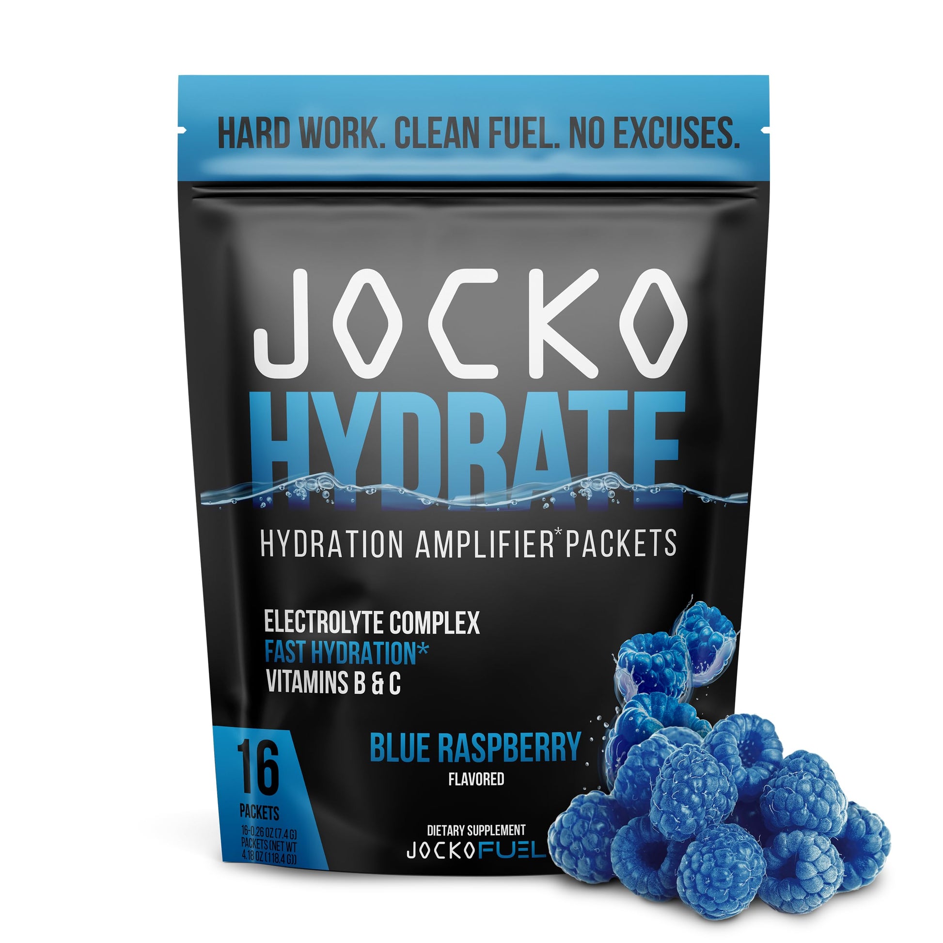 Jocko Fuel Hydrate Electrolytes Powder Packets Low Sugar - Hydration Amplifier Packets for Recovery, Dehydration, & Exercise - with Vitamins B6, B12 & C Jocko Fuel buy supplements canada
