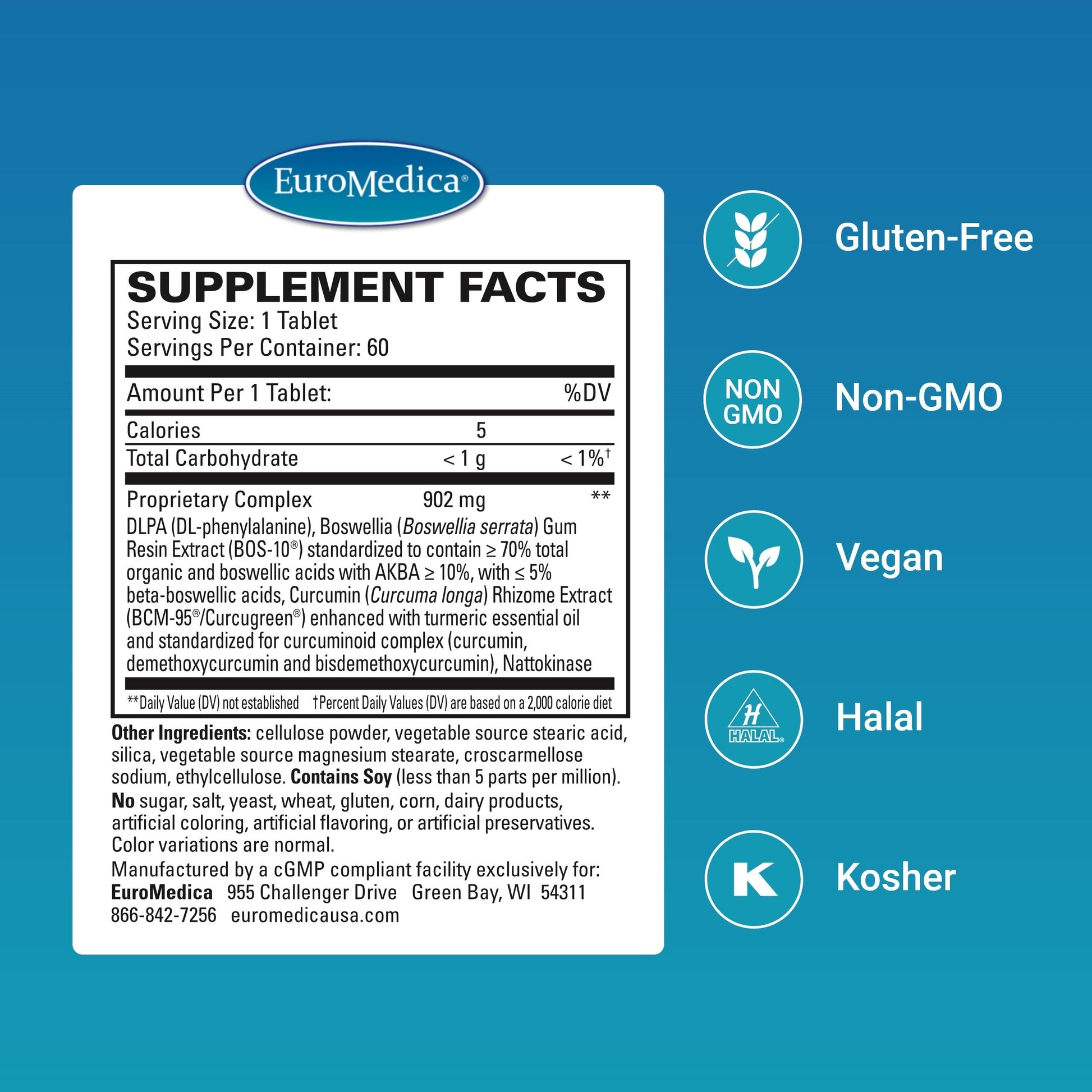EuroMedica Curaphen Extra Strength - Curcumin & Boswellia Supplement for Healthy Circulation Support - Turmeric Supplement to Support Joints, Muscle Health & Endorphin Production - 60 Tablets EuroMedica buy supplements canada