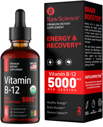 Vitamin B12 Liquid Drops Sublingual 5000mcg, Methyl & Methylcobalamin Supplements S RAW SCIENCE buy supplements canada