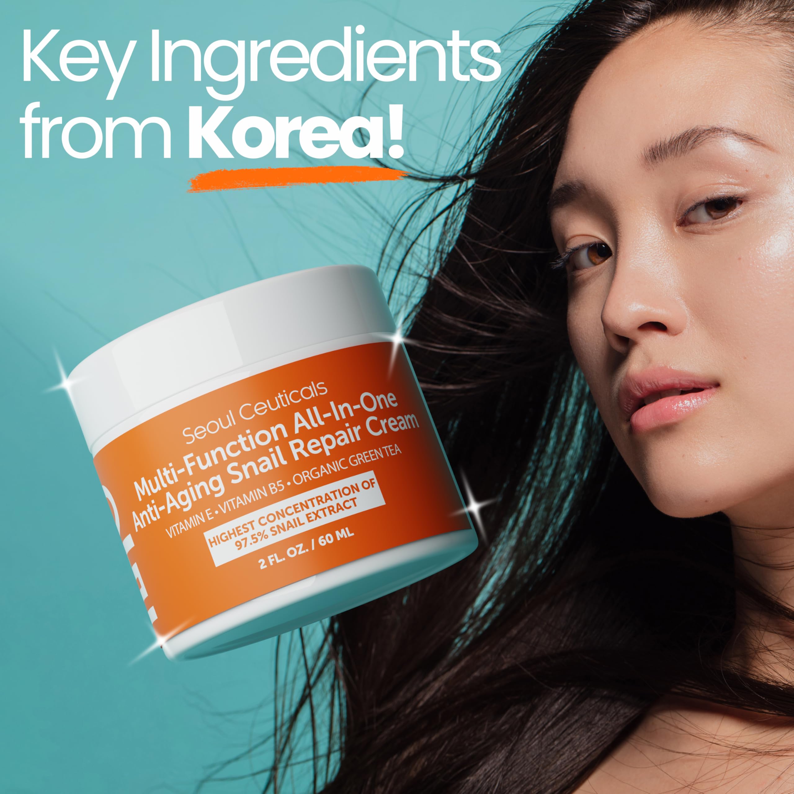 SeoulCeuticals Snail Mucin Moisturizer 97.5% - Korean Skin Care Snail Repair Cream - Day & Night Anti Aging K Beauty Skincare Cruelty Free 2oz SeoulCeuticals buy supplements canada