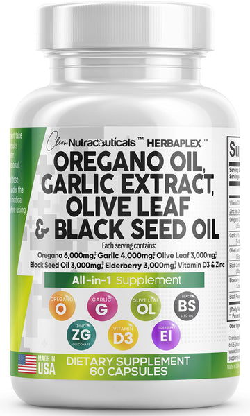 Oregano Oil 6000mg Garlic Extract 4000mg Olive Leaf 3000mg Black Seed Clean Nutraceuticals buy supplements canada