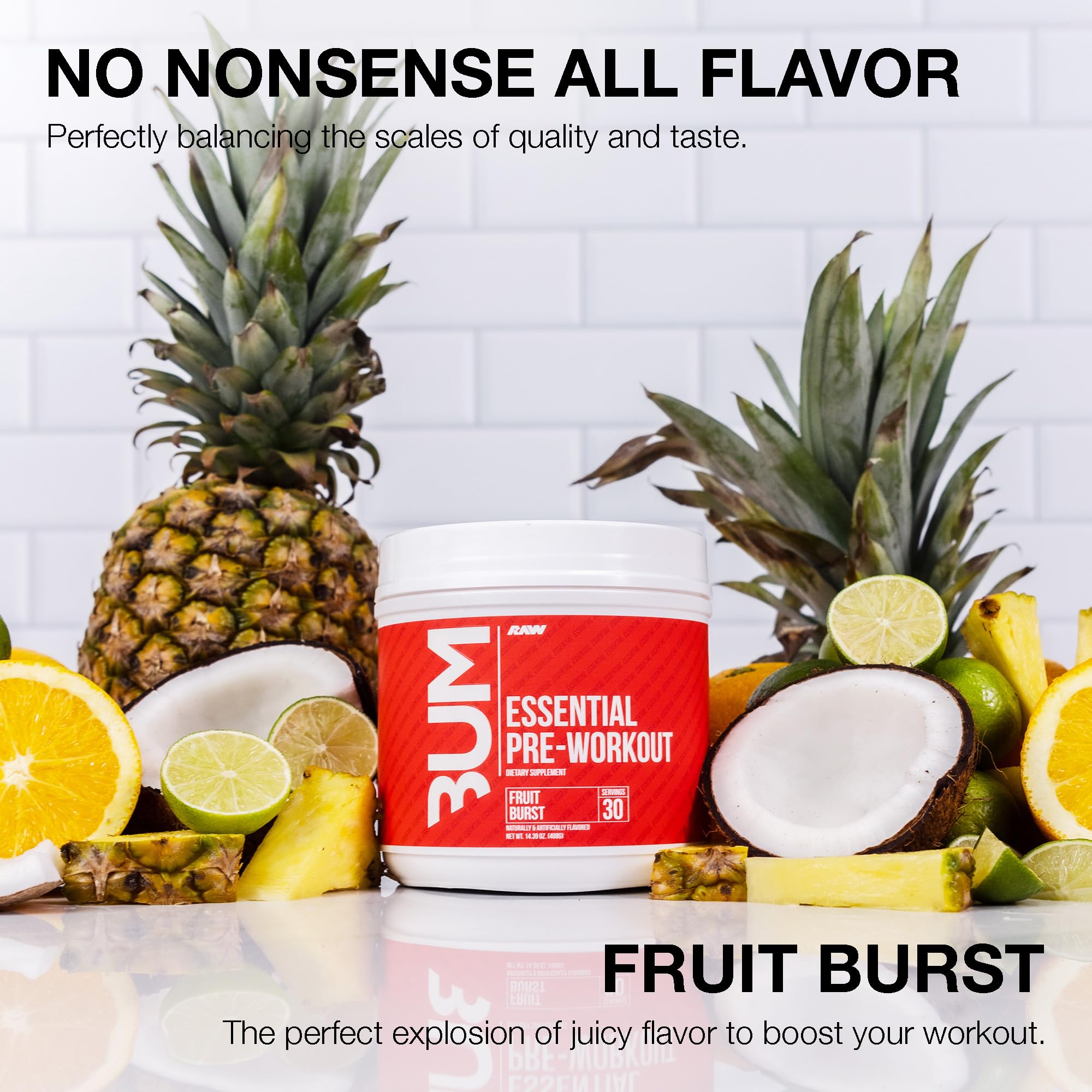 RAW Essential Pre-Workout Powder (Fruit Burst) - Chris Bumstead Sports Nutrition Supplement for Men & Women - Preworkout Energy Powder with Caffeine RAW buy supplements canada