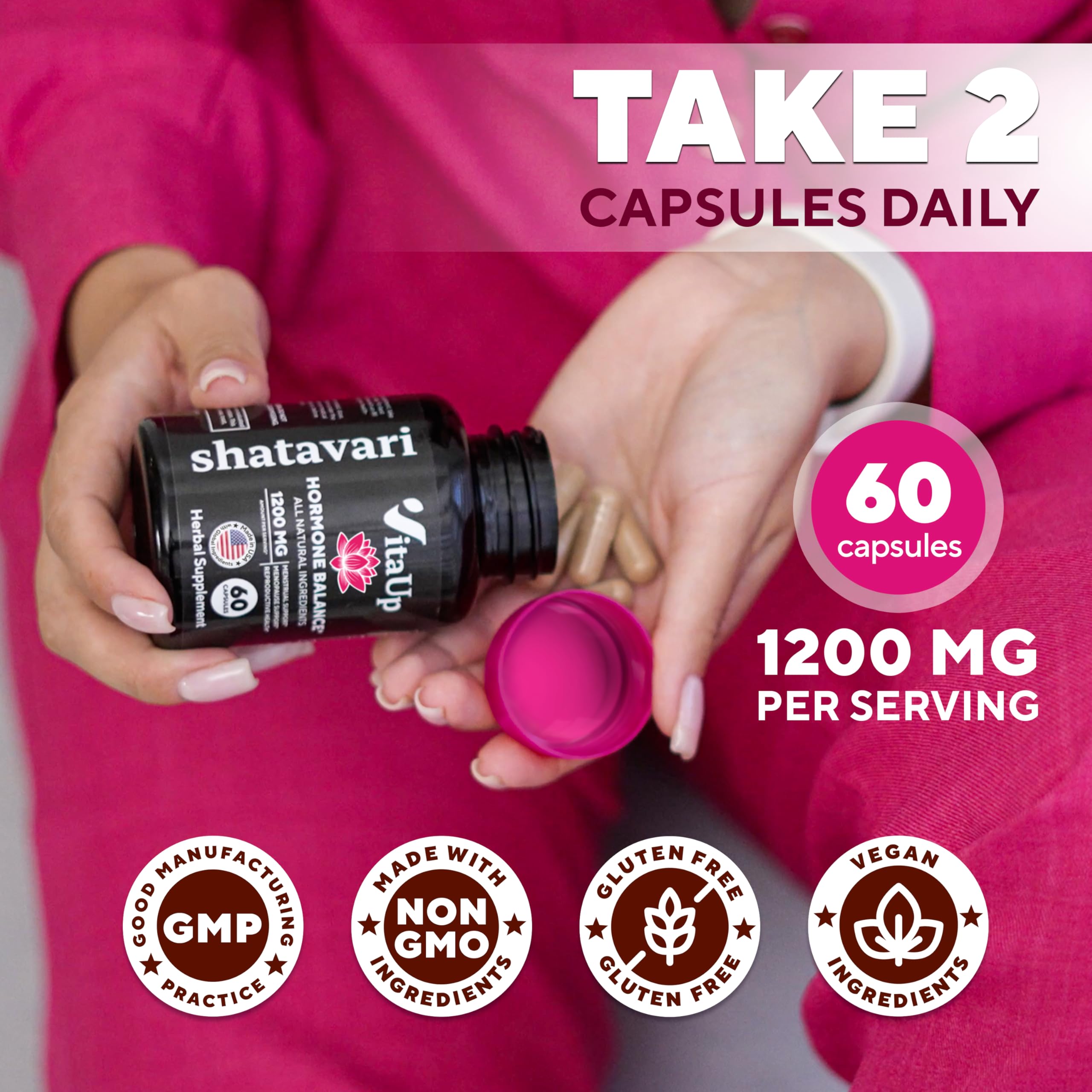 VitaUp Shatavari Capsules for Women 1200mg - USA Made Shatavari Root Supplement for Normal Hormonal Support, Menopause & Menstrual Wellness - 60 Vegan Capsules VitaUp buy supplements canada