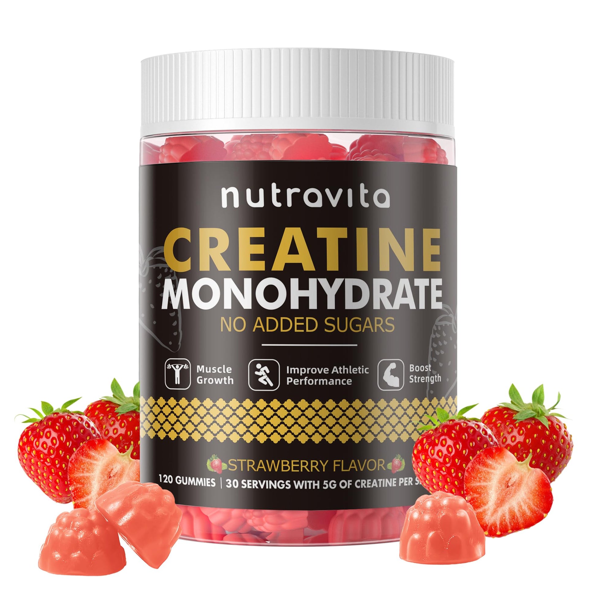 Nutravita NSF Certified Creatine Gummy - Creatine Monohydrate Gummies for Men & Women-5g of Creatine Monohydrate per Serving - Sugar Free, Nutravita buy supplements canada