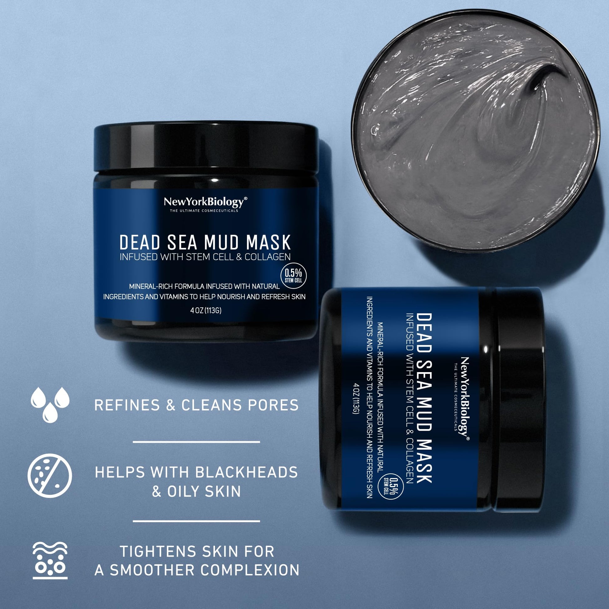 New York Biology Dead Sea Mud Mask for Face & Body | with Stem Cell and Collagen | Face Mask, Brush Applicator, Towel | Spa Quality Pore Refiner for Oily Skin NEW YORK BIOLOGY THE ULTIMATE COSMECEUTICALS buy supplements canada