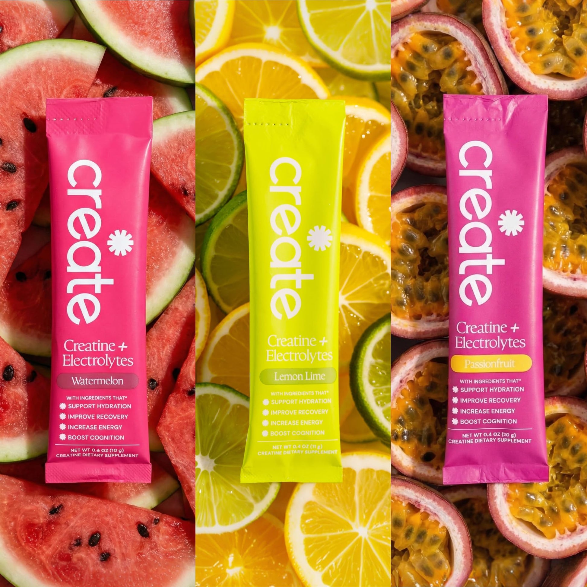 Create Creatine + Electrolytes Mix - Creatine Monohydrate Stick Packs, Supports Energy and Hydration, NSF Certified for Sport, 30 Count, Variety Pack Create buy supplements canada