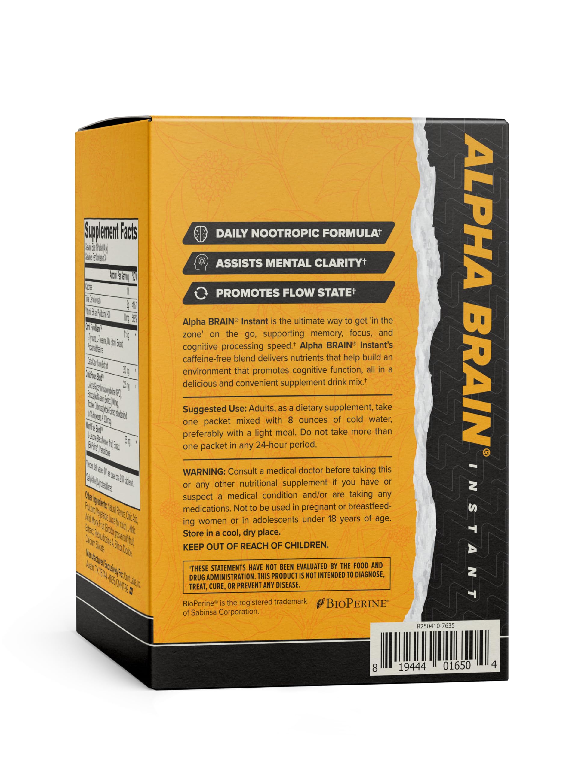 ONNIT Alpha Brain Instant Cognitive Support Drink Mix, BlackBerry Lemonade Flavor, Nootropic Supplement for Focus, Memory, and Clarity, 0.13 oz Packets, 30 Count ONNIT buy supplements canada