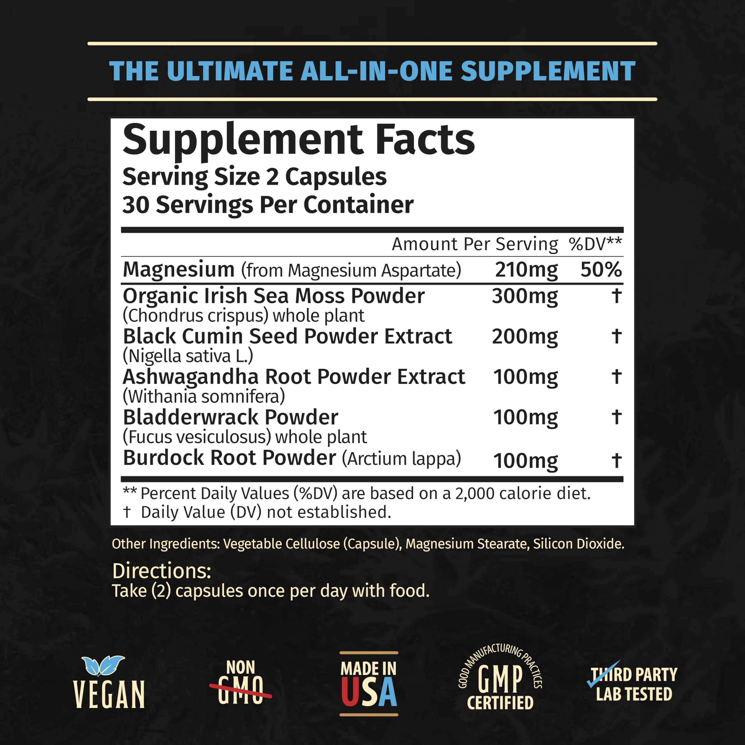 Rooted Origins Sea Moss Capsules – Irish Sea Moss Advanced, Magnesium, Ashwaghanda, Black Seed Oil, Burdock Root & Bladderwrack – Immune Support, Gut Health, Energy, & More – 60 Capsules Rooted Origins buy supplements canada