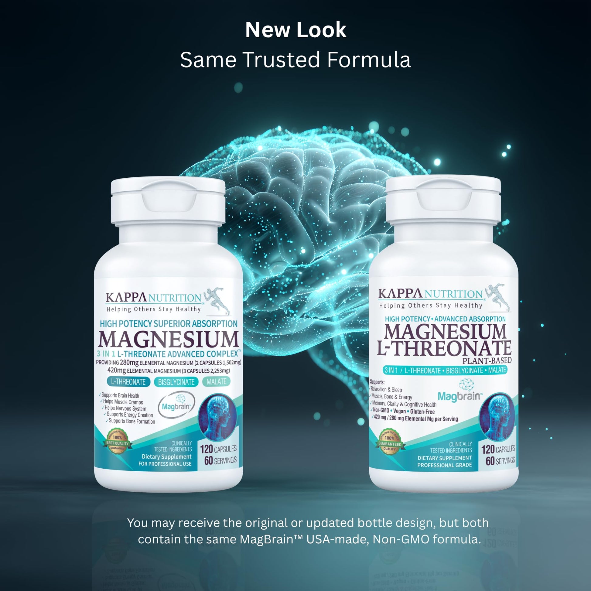 Kappa Nutrition Powered by Magbrain™ Magnesium L-Threonate Plant-Based, 420mg Elemental Magnesium (3 Capsules) from 2,253mg, 120 Vegan Capsules, Brain, Sleep & Muscle Support. KAPPA NUTRITION buy supplements canada