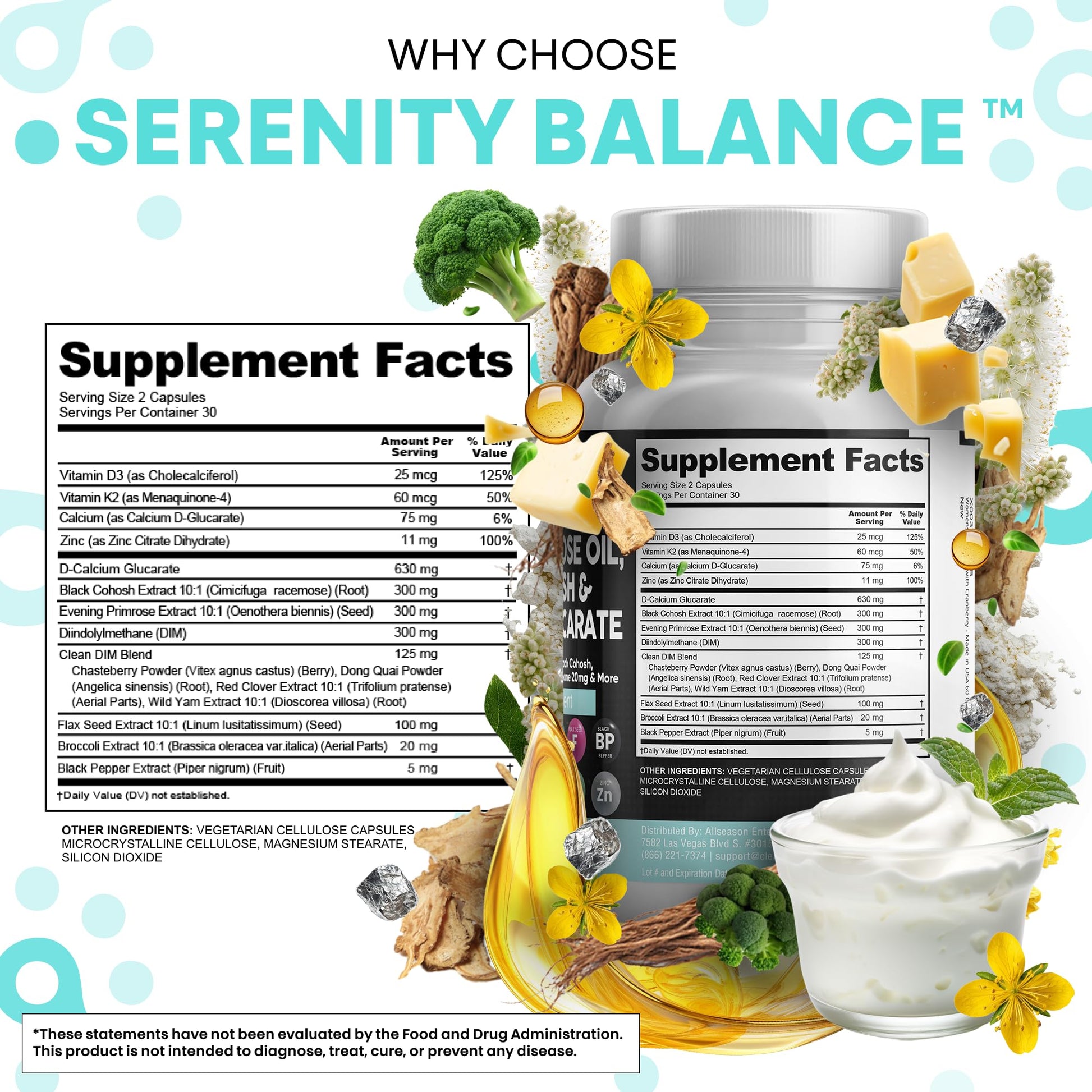 Clean Nutraceuticals DIM Evening Primrose Black Cohosh Calcium D-Glucarate Sulforaphane Flax Seed Extract - Hormonal Support Vitamins for Women with Dong Quai - 60 Caps Clean Nutraceuticals buy supplements canada