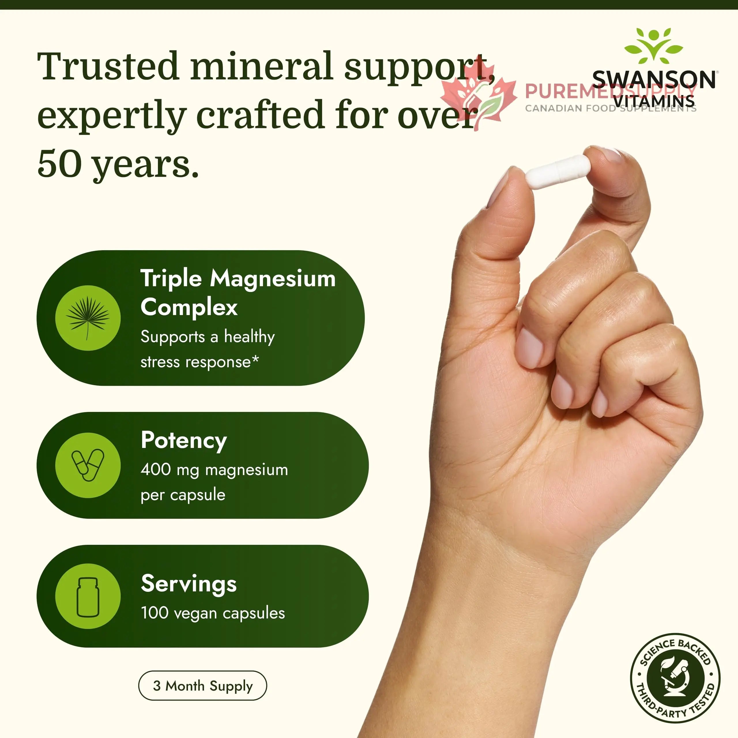Swanson Triple Magnesium Complex - 100 Capsules, 400mg Each Swanson buy supplements canada