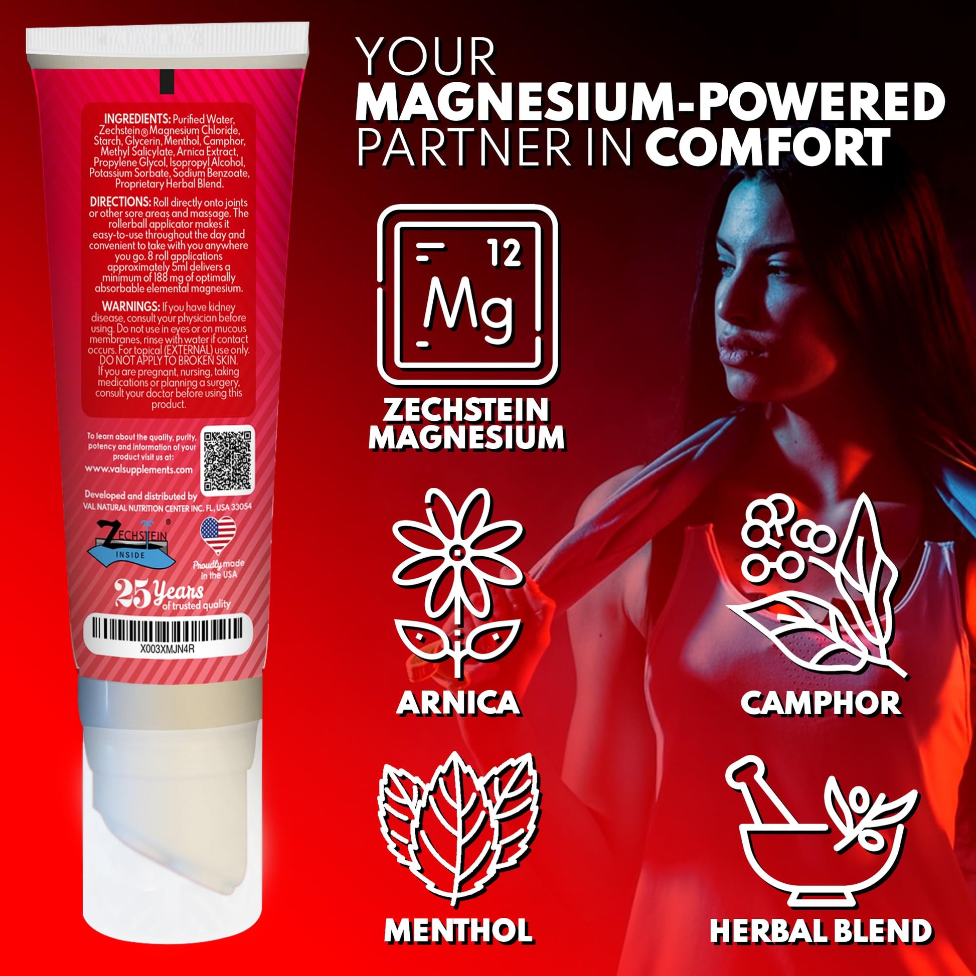 VAL Lombardi Relax Balance Magnesium Rollerball | Zechstein Magnesium + Herbal Extracts | Joint & Muscle Relief for Neck, Back, Legs | No Mess, Non-Greasy | 4oz VAL buy supplements canada