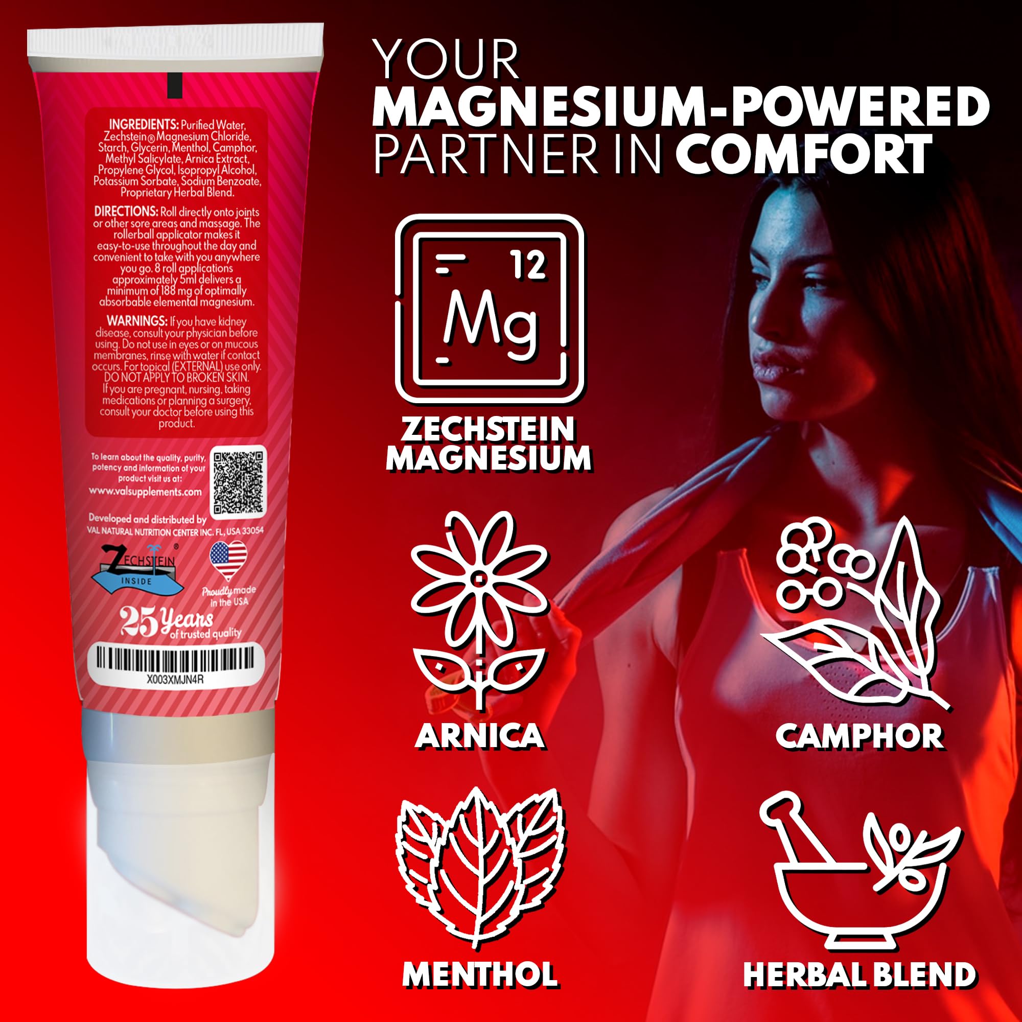 VAL Lombardi Relax Balance Magnesium Rollerball | Zechstein Magnesium + Herbal Extracts | Joint & Muscle Relief for Neck, Back, Legs | No Mess, Non-Greasy | 4oz VAL buy supplements canada