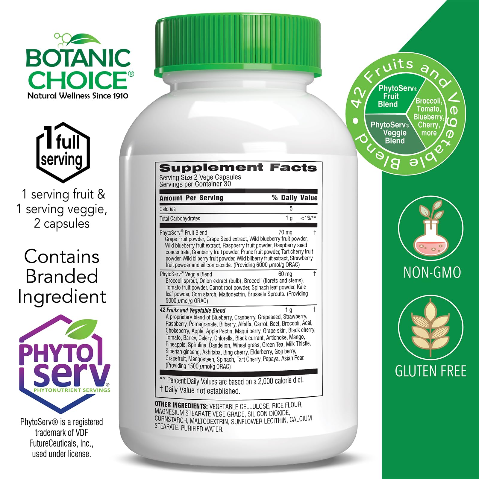 Botanic Choice Since 1910 - Mega Fruits & Veggies Blend - 42 Fruits and Vegetables - 2 Caps Daily - 60 Count Supplement - 2 Pack Botanic Choice buy supplements canada