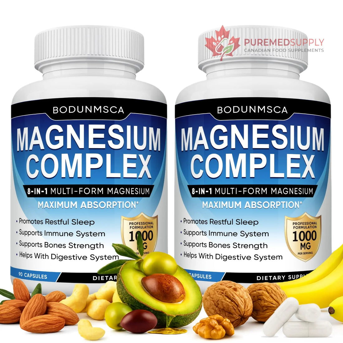 Magnesium Complex, 8 in 1, 1000mg-Glycinate, Citrate, Malate for Easy Absorption, Full Spectrum Magnesium Complex,Supports Relaxation, Sleep & Muscle Function, Magnesio Complex for Women, 180 Capsules BODUNMSCA buy supplements canada