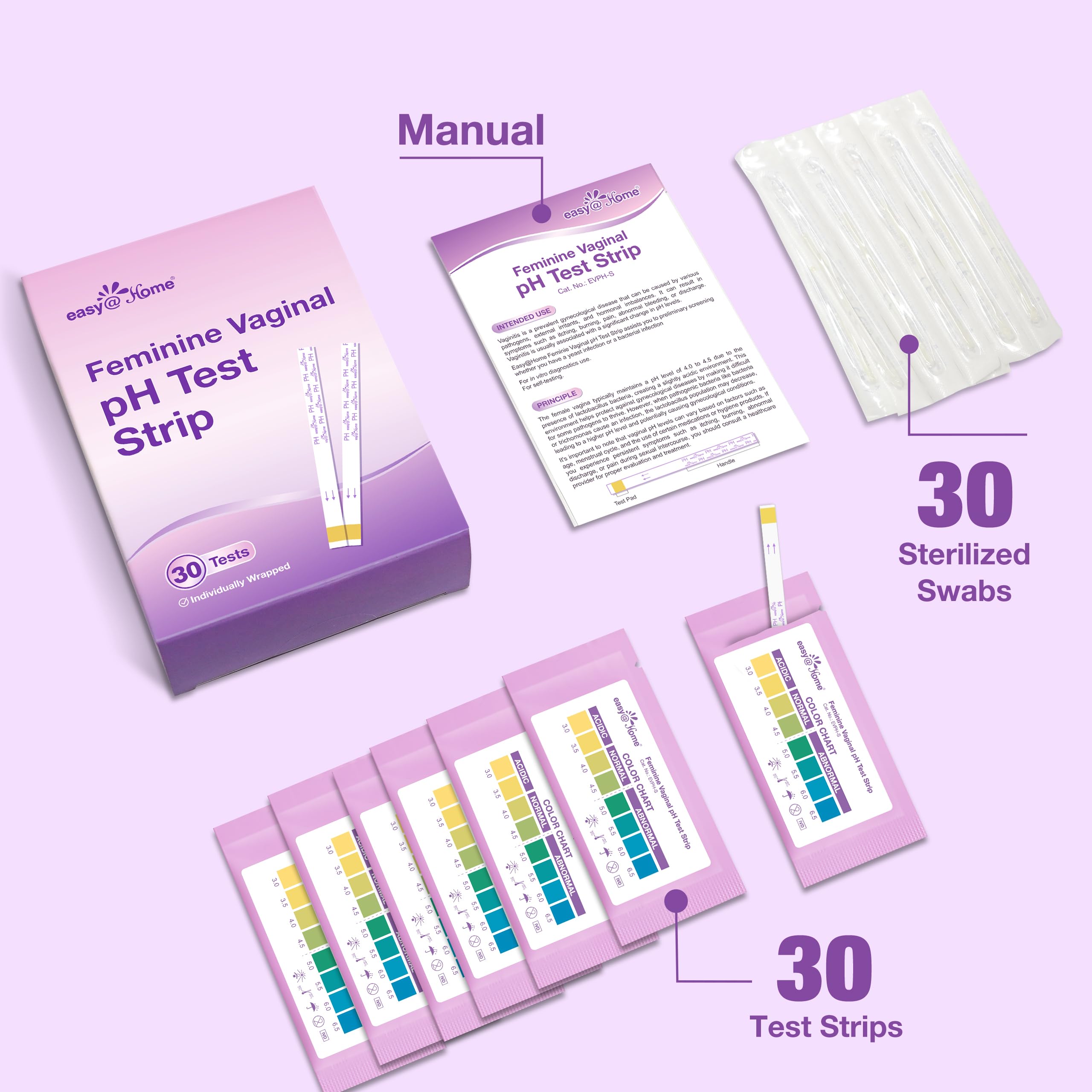 Easy@Home Vaginal pH Test -30 Strips | BV Test Kit at Home for Women | Yeast Infection Test + pH Balance Easy@Home buy supplements canada