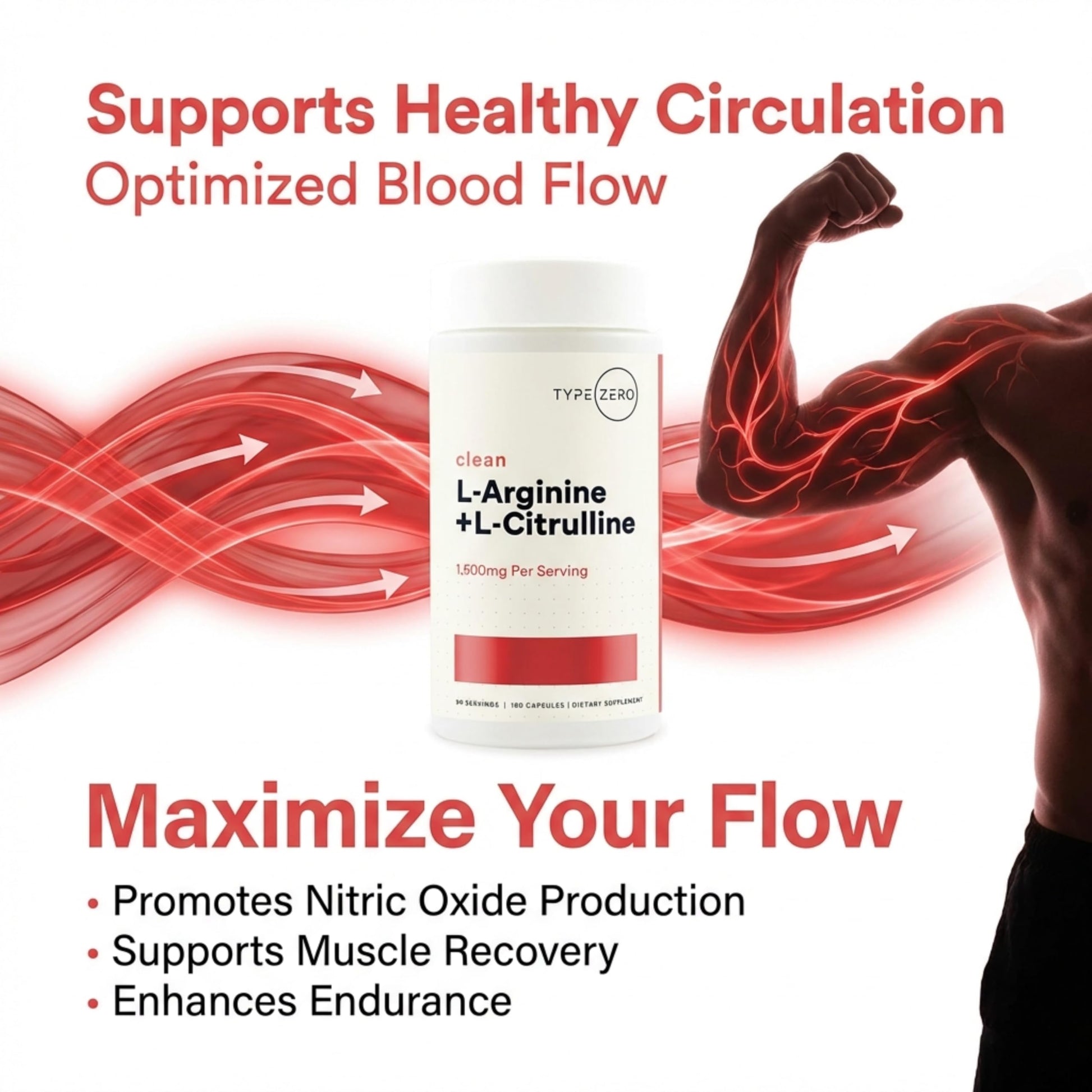 Type Zero L-Arginine + L-Citrulline Supplement (1500mg) - Nitric Oxide Booster - Clean, Keto-Friendly, GMO-Free, 180 Capsules, 90 Servings Type Zero buy supplements canada