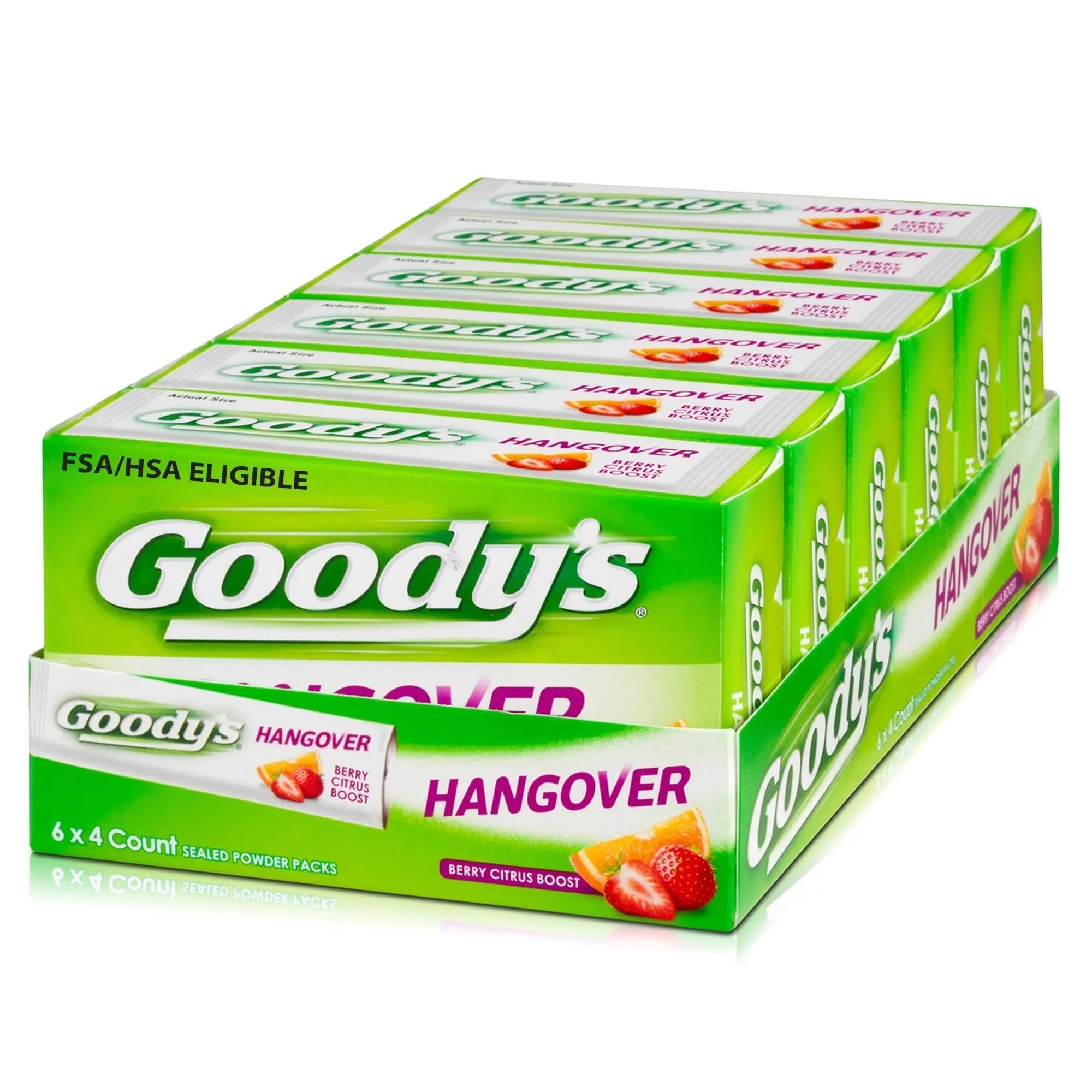 Goody's Hangover Relief Powder, Dual Action Fast Headache Pain Relief with Aspirin and Caffeine, Berry Citrus Flavor, 4 Powder Sticks, 6 Pack Goody's buy supplements canada