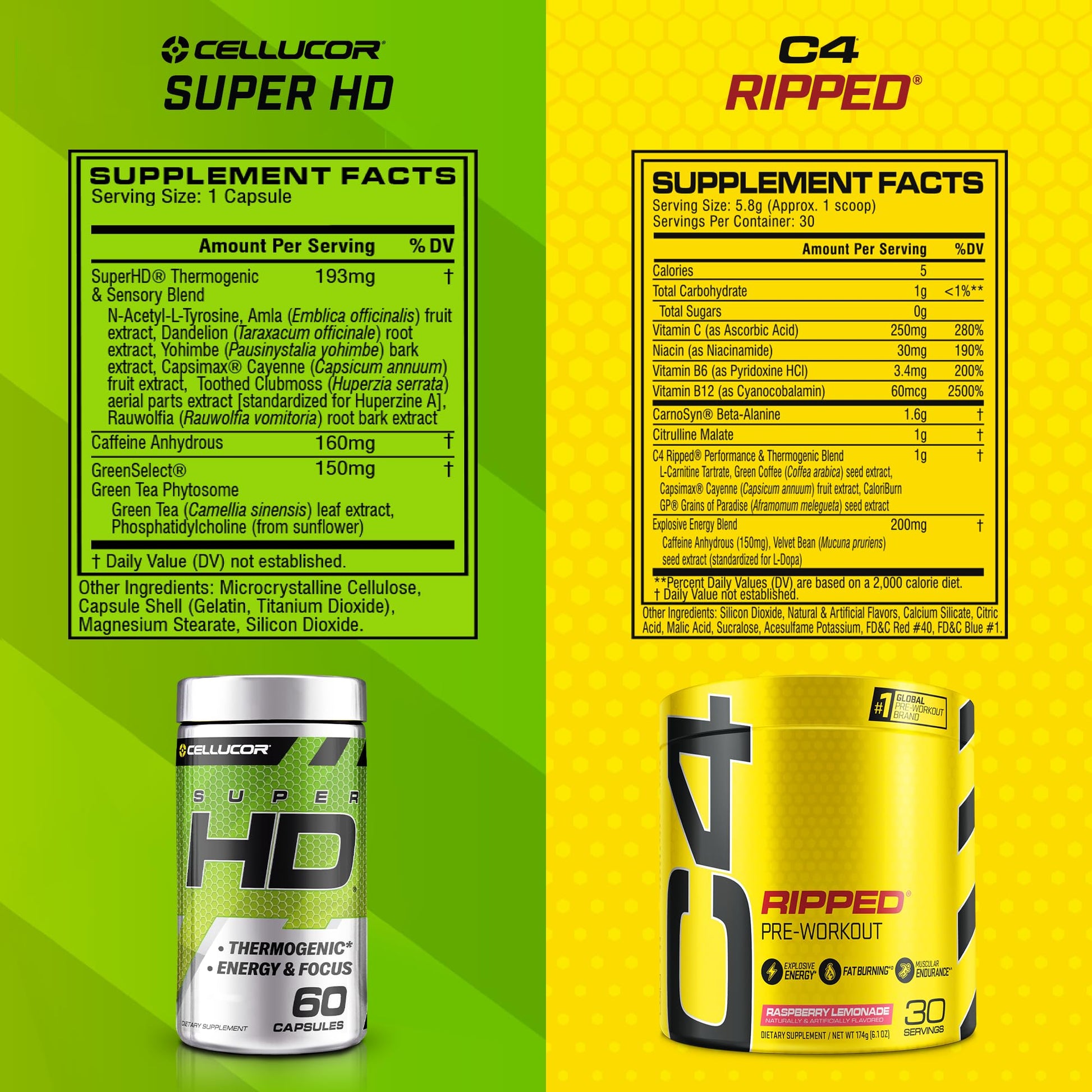 C4 Ripped & SuperHD, The Thermogenic Bundle, C4 Ripped Pre Workout Powder Cellucor buy supplements canada