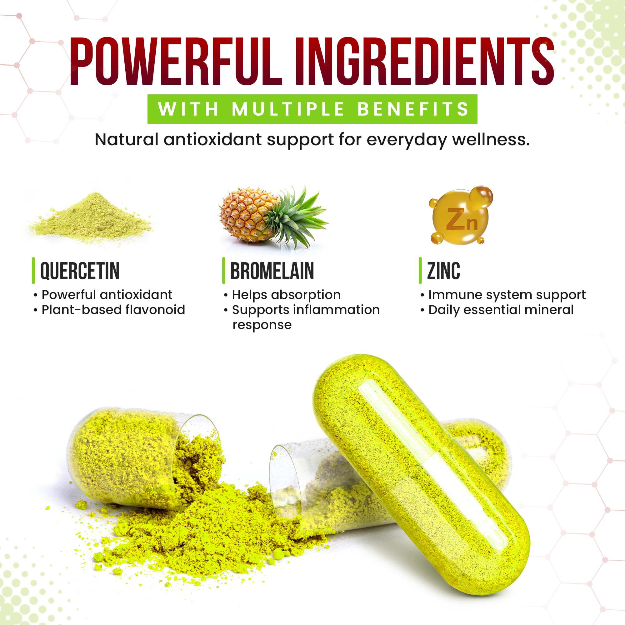 Highland Health Foods Quercetin Plus Bromelain and Zinc 180 Capsules - Immune Support Supplement for Adults, Teens, Seniors - Quercetin with Bromelain for Immune Support Highland Health Foods buy supplements canada