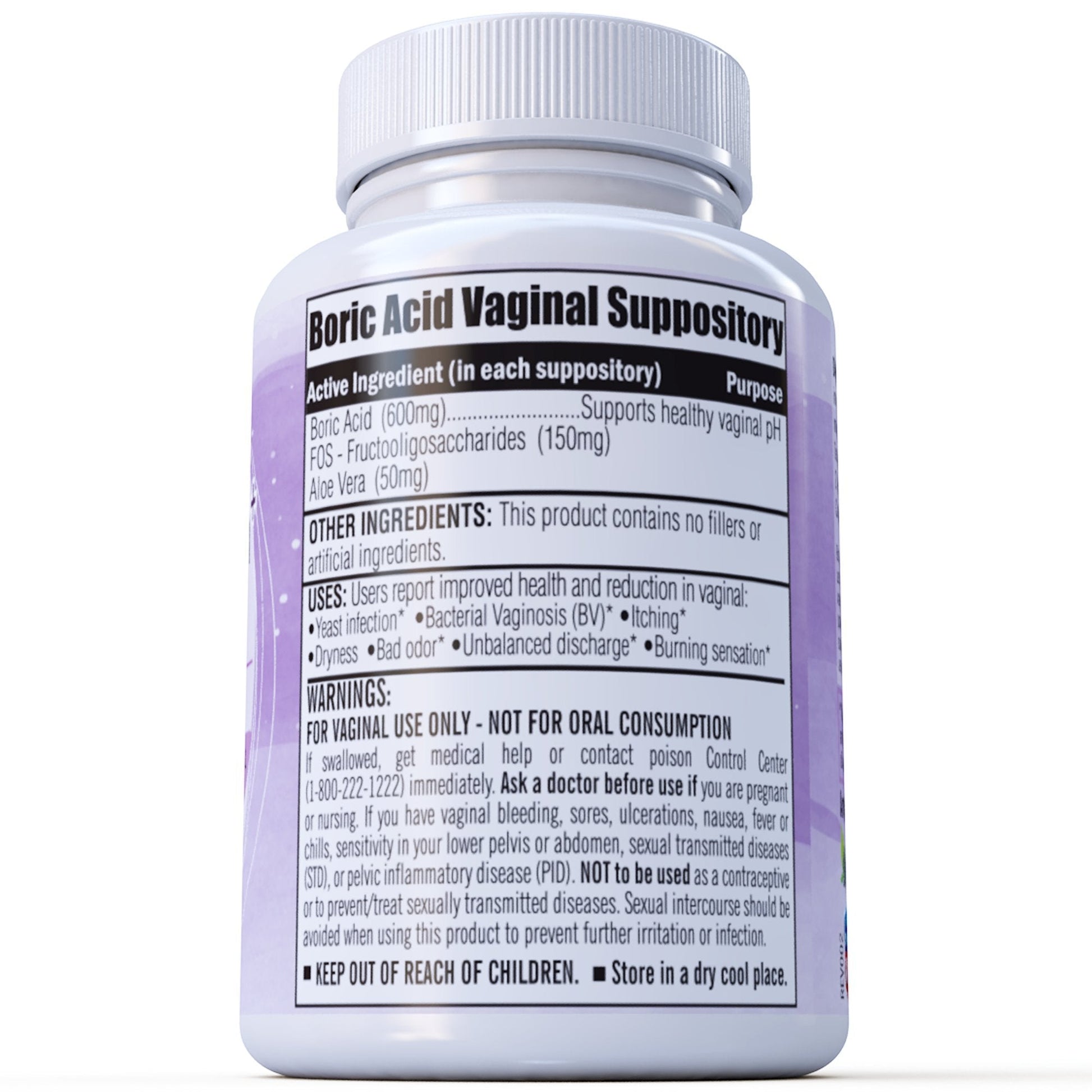 Boric Acid Vaginal Suppositories Plus Aloe Vera & FOS Probiotic Enhancer 800mg/, 30 Count All Natural N' More buy supplements canada