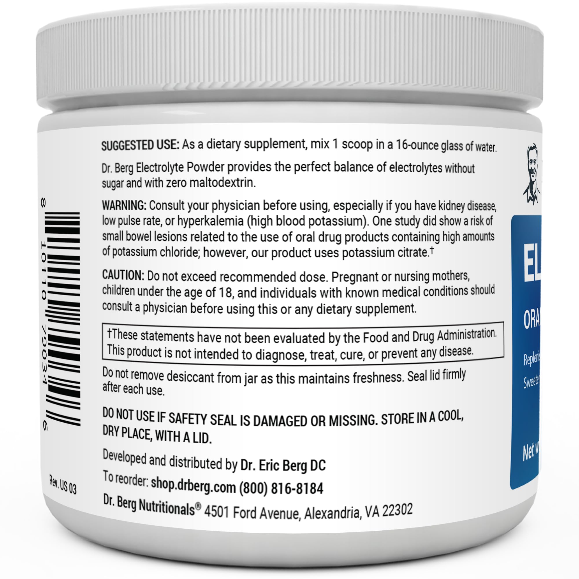 Dr. Berg Hydration Keto Electrolyte Powder - Enhanced w/ 1,000mg of Potassium & Real Dr. Berg Nutritionals buy supplements canada