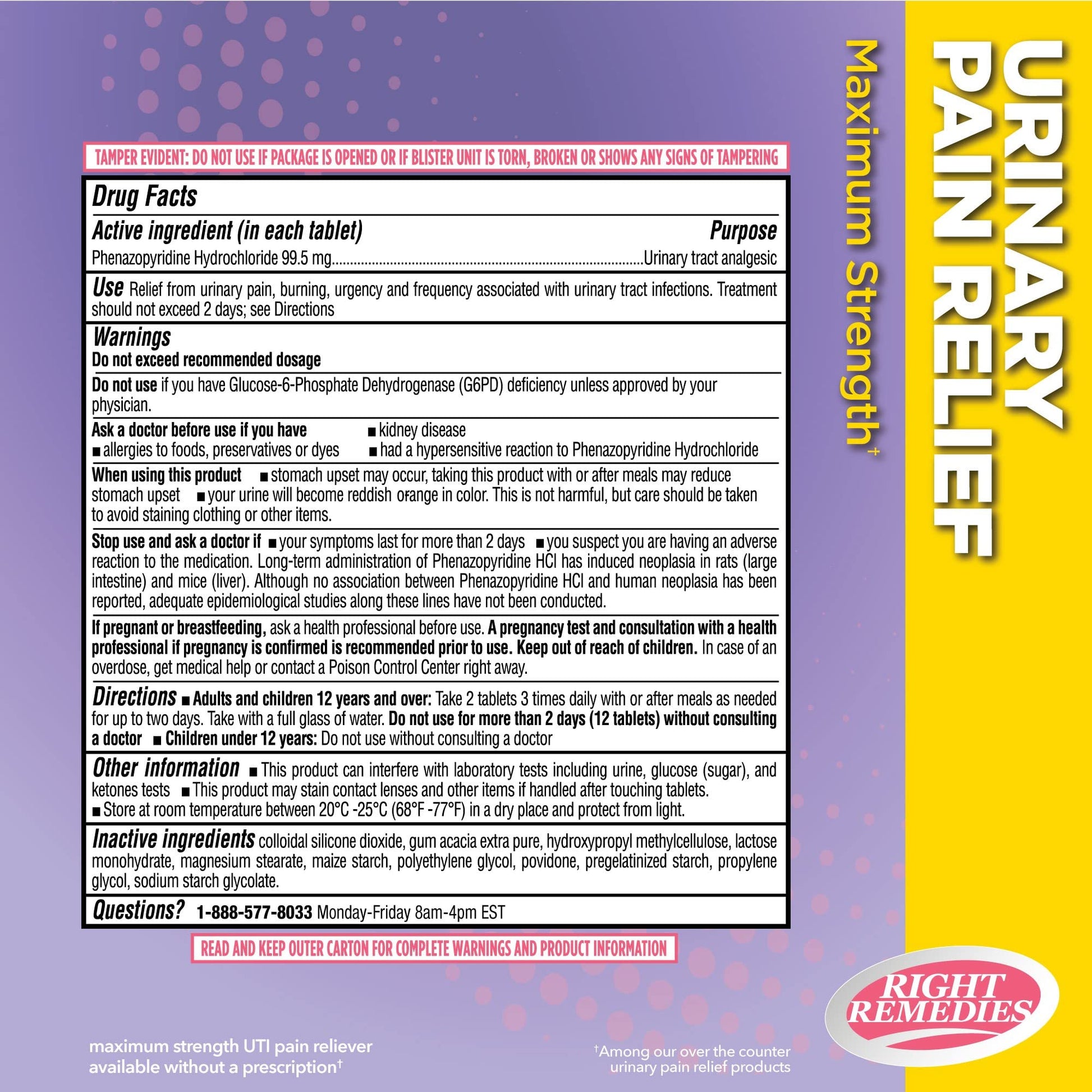 RIGHT REMEDIES Urinary Pain Relief Phenazopyridine HCl 99.5mg Tablets | Maximum Strength OTC for Fast Relief of UTI Pain, Burning and Bladder discomfort | Generic AZO Maximum Strength (72 Count) RIGHT REMEDIES buy supplements canada