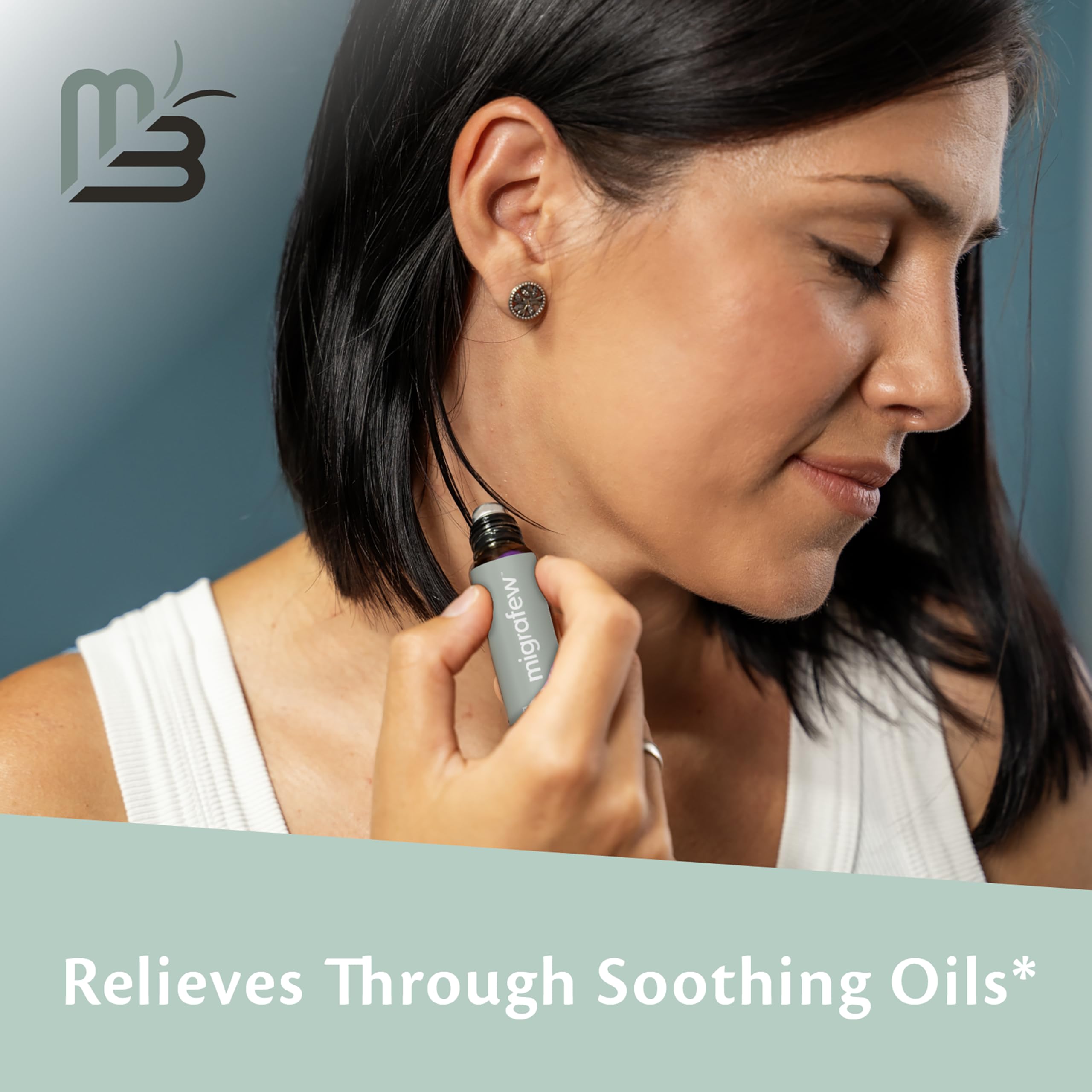 MigraFew Aromatherapy Migraine Roll On | Compact Headache Relief with Cooling Metal Roller for Head Tension and Pressure, Made with Peppermint, Spearmint and Lavender Essential Oils (0.33 FL oz) by M3 M3 Naturals buy supplements canada