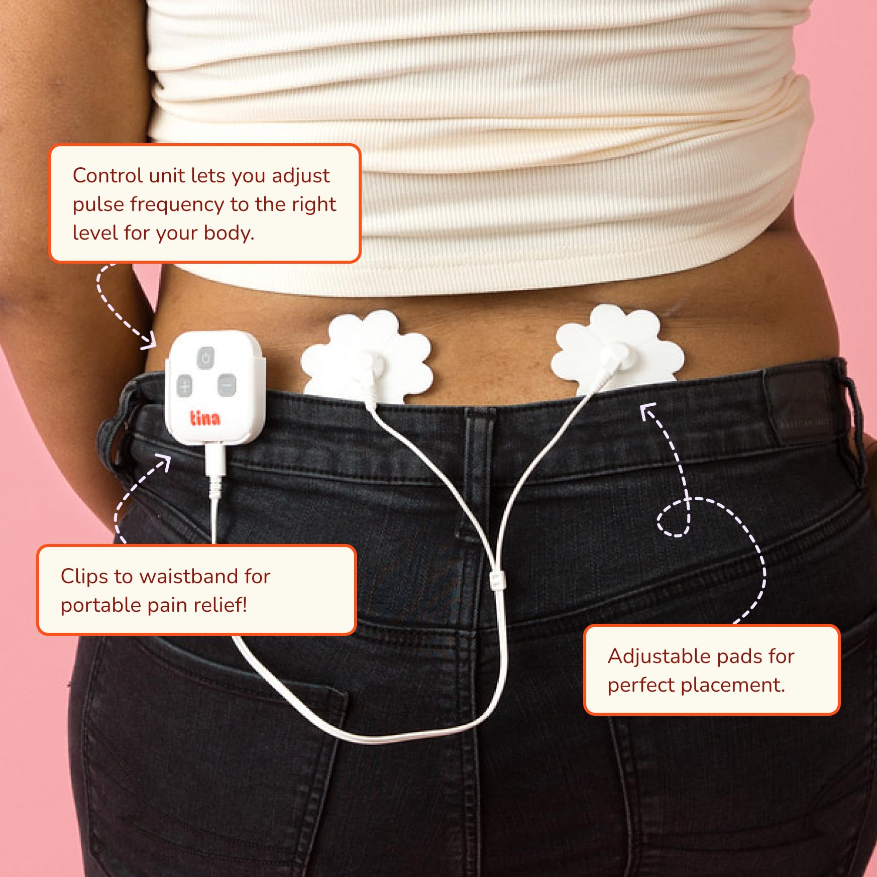 Tensie | Portable Period Pain Relief Device | 30 Gentle, Adjustable Levels for Drug-Free Menstrual Cramp or Lower Back Pain Relief | 10-Hour Battery Life, Rechargeable | Instant Period Cramp Relief TINA buy supplements canada