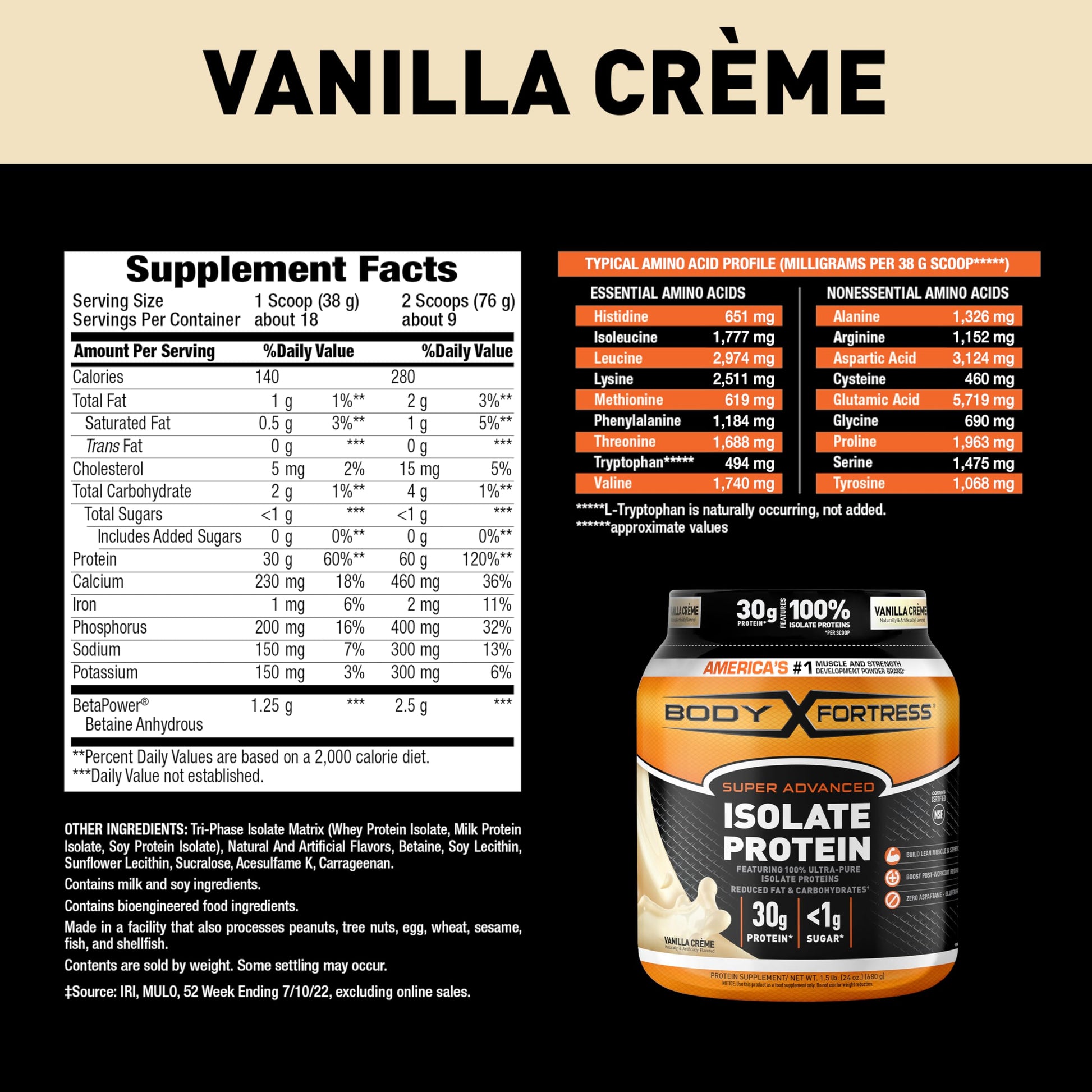 Body Fortress Super Advanced Isolate Protein Powder, Gluten Free, Vanilla Creme Flavored Body Fortress buy supplements canada