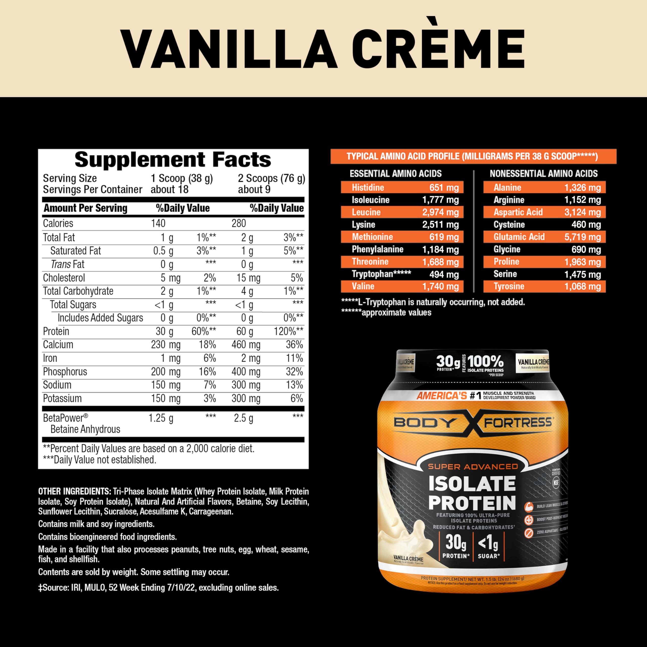 Body Fortress Super Advanced Isolate Protein Powder, Gluten Free, Vanilla Creme Flavored Body Fortress buy supplements canada