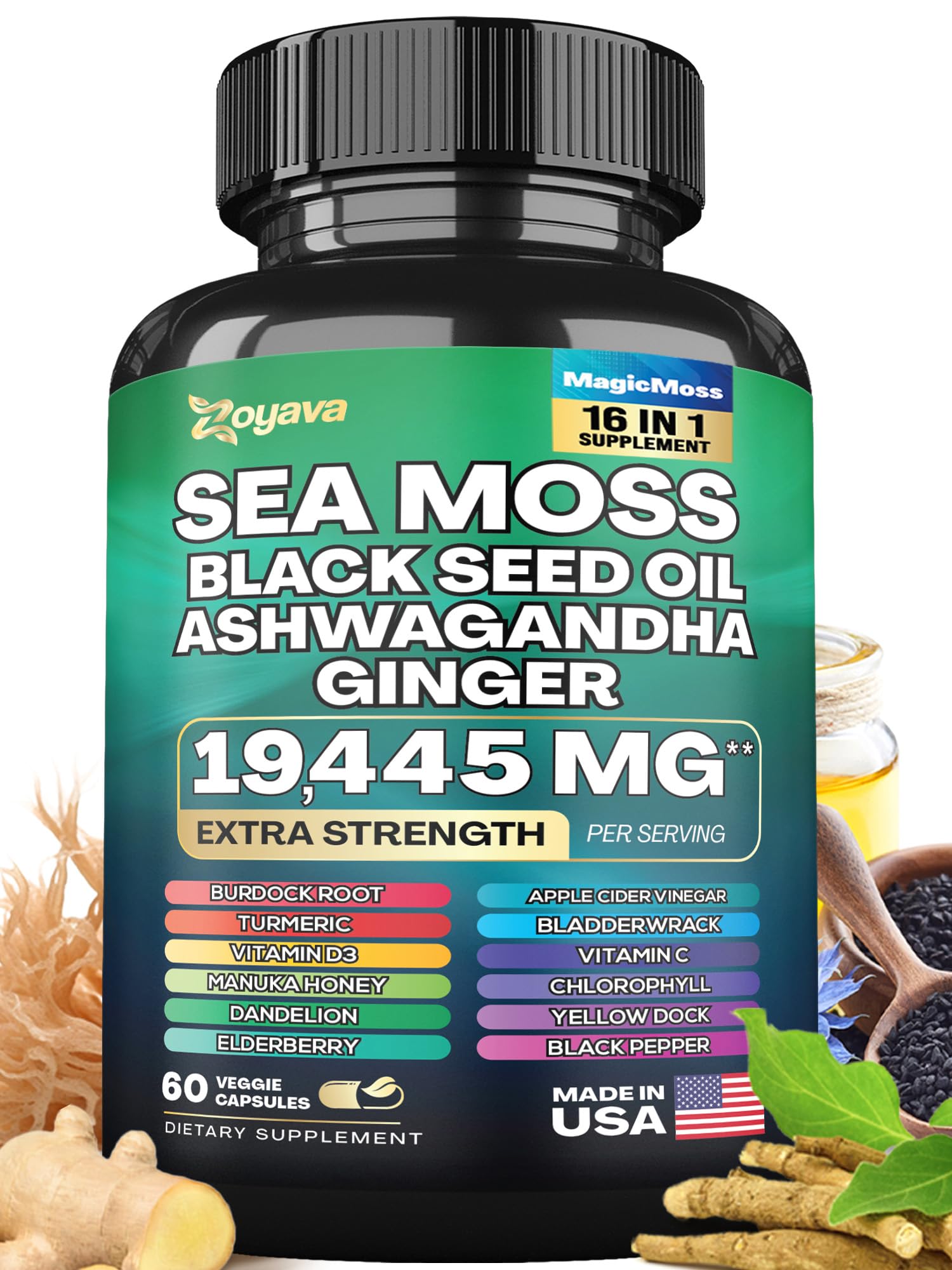 Zoyava Magic Moss Blend Sea Moss 7000mg Ashwagandha 2000mg Black Seed Oil Zoyava buy supplements canada