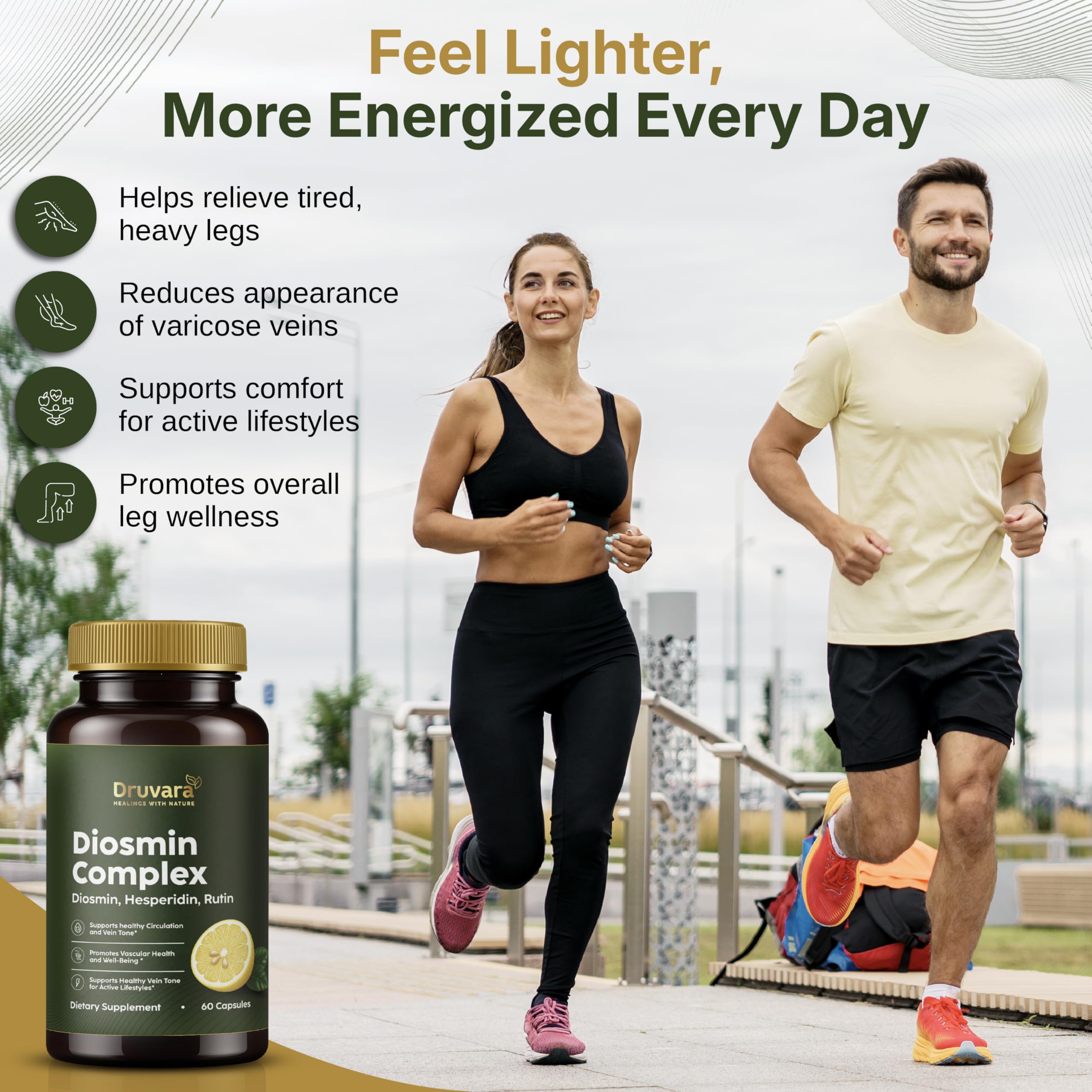 Druvara Diosmin Hesperidin with Rutin & B Vitamins | Vein Support Supplement for Leg Comfort, Healthy Circulation, Vein Strength & Improved Mobility - 60 Capsules Druvara buy supplements canada