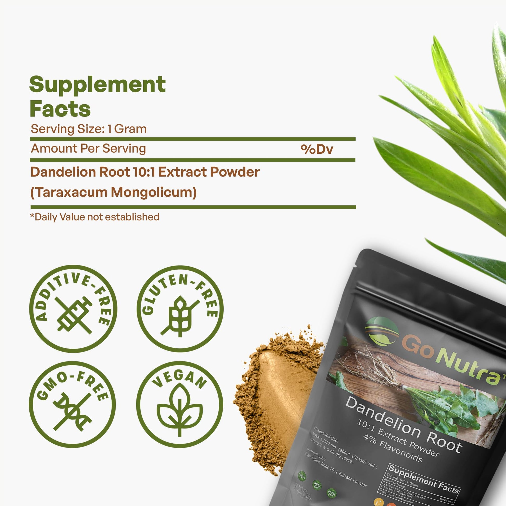 Go Nutra - Dandelion Root Powder, Potent 10:1 Dandelion Root Extract with 4% Flavonoids Go Nutra buy supplements canada