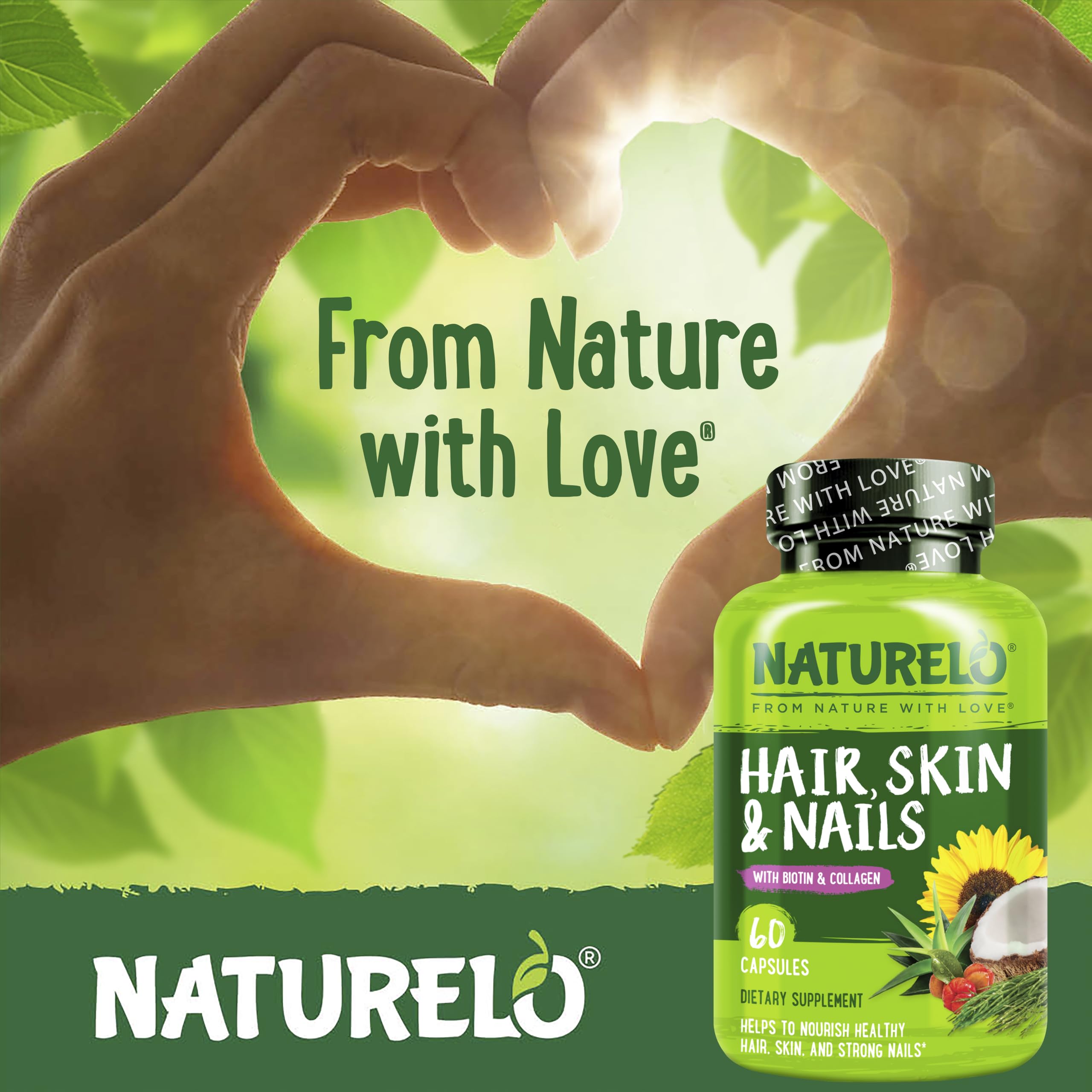 NATURELO Hair, Skin and Nails Vitamins - 5000 mcg Biotin, Collagen, Natural Vitamin E - Supplement for Healthy Skin NATURELO buy supplements canada