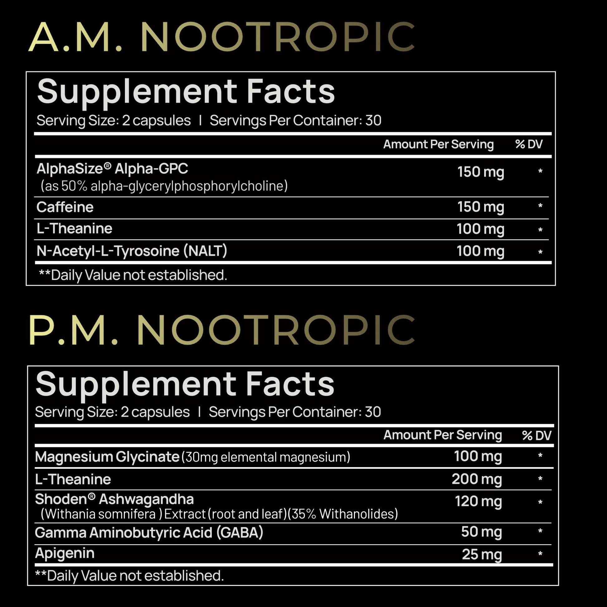 AMPM Nootropic Total Focus + Calm 9X Strength w. Caffeine, L-Theanine, Alpha GPC, L-Tyrosine, Ashwagandha - X-Release Energy Pills Nootropics Brain Support Supplements for Memory and Focus Supplement TERRA ELMNT buy supplements canada