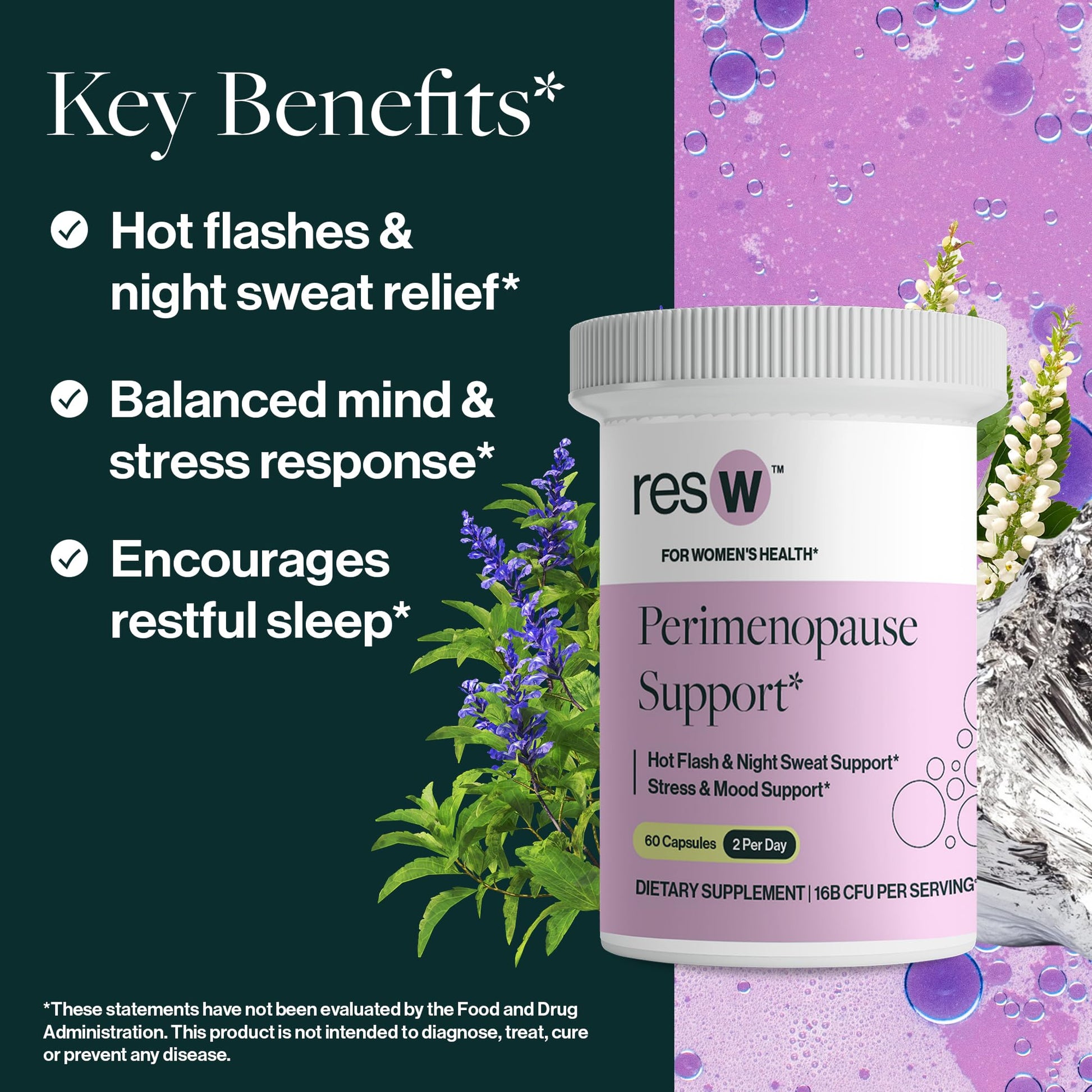 resW Perimenopause Postbiotic Supplement for Women - Hot Flash Support, Night Sweat Relief, Hormone Free, Vegan, Gluten Free, Non GMO, Plant Based Gut Health Support - 60 Capsules ResBiotic buy supplements canada